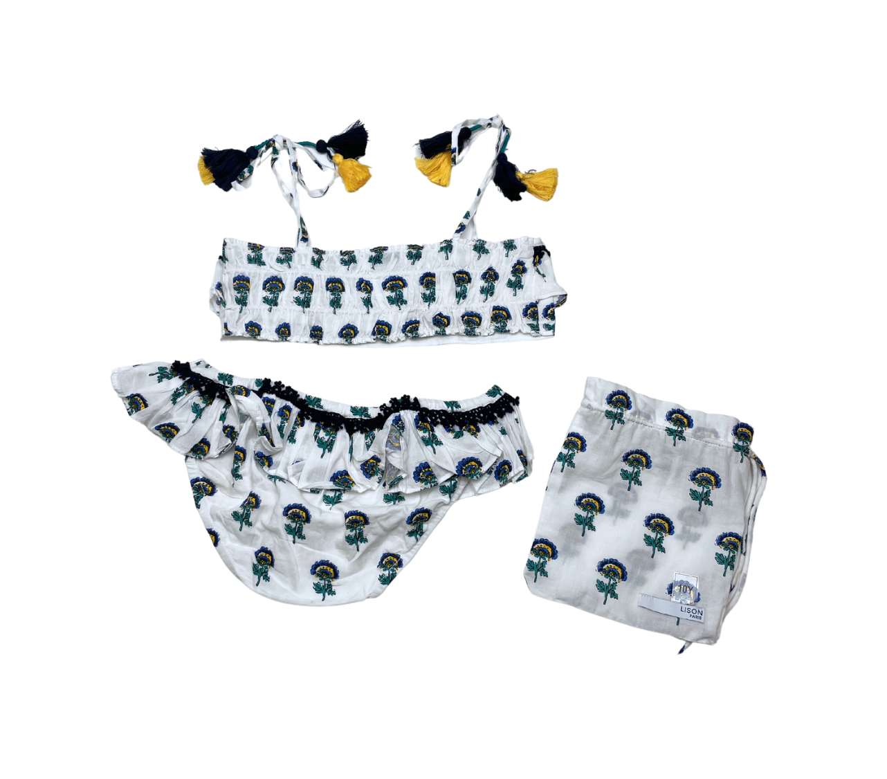 White 2-piece child swimsuit - 10 years LISON PARIS - Seconde main White