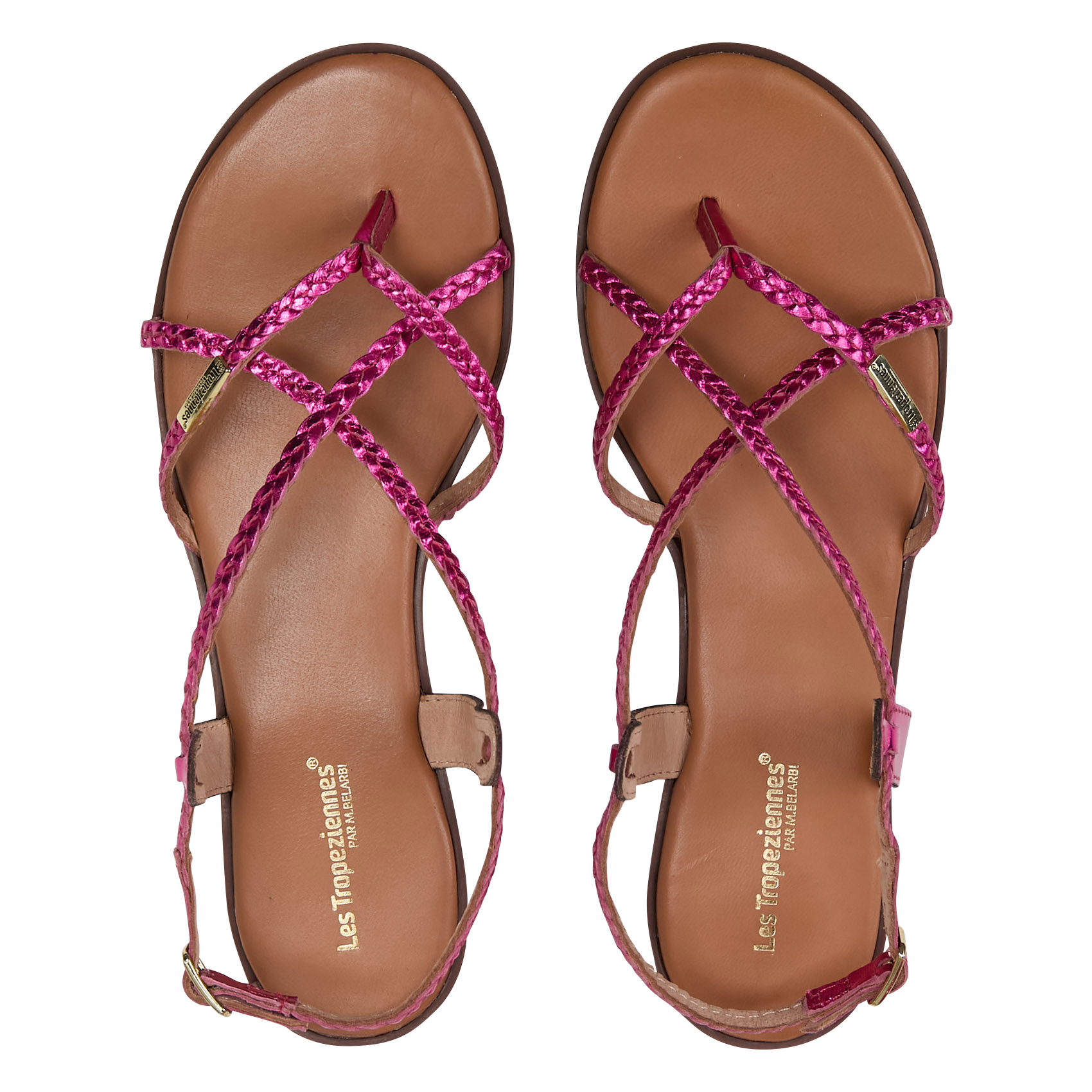 Flat metallic leather sandals LES TROPEZIENNES PAR M.BELARBI Pink