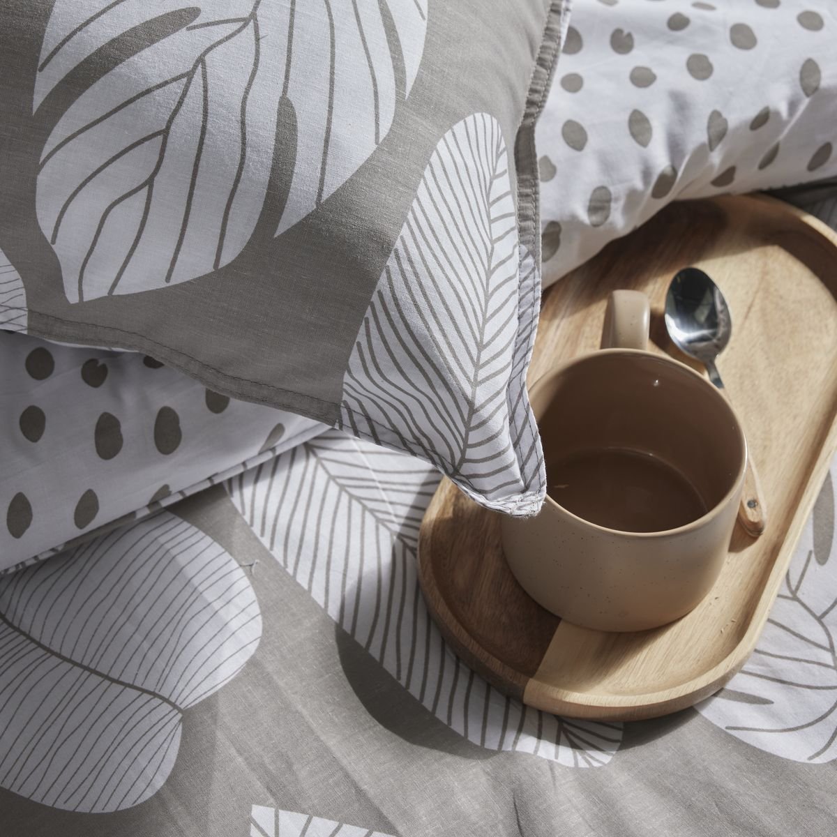 Zippered cotton printed bedding set TODAY LINGE DE MAISON Beige