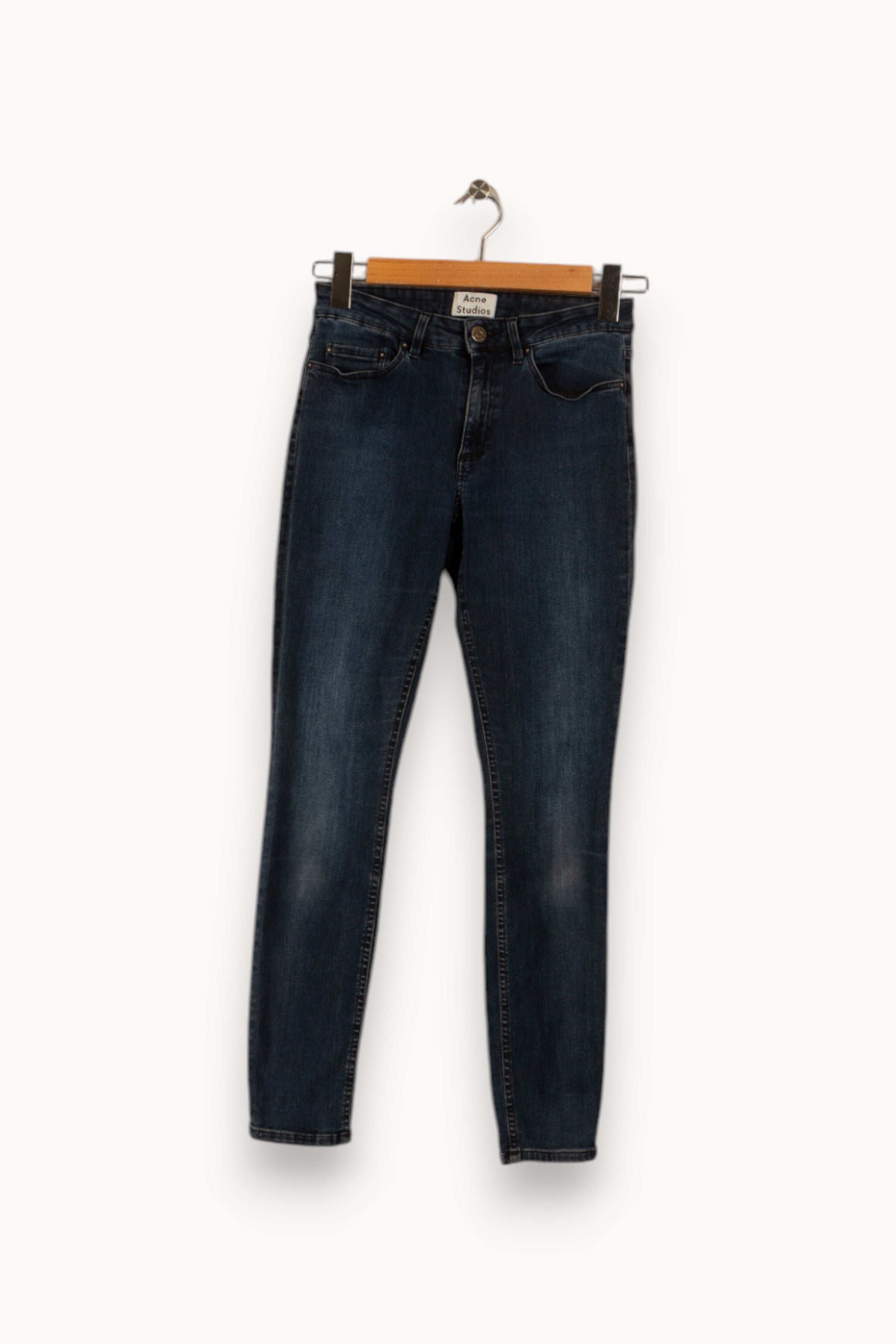 Cropped slim jeans with studs ACNE STUDIOS - Seconde Main Blue