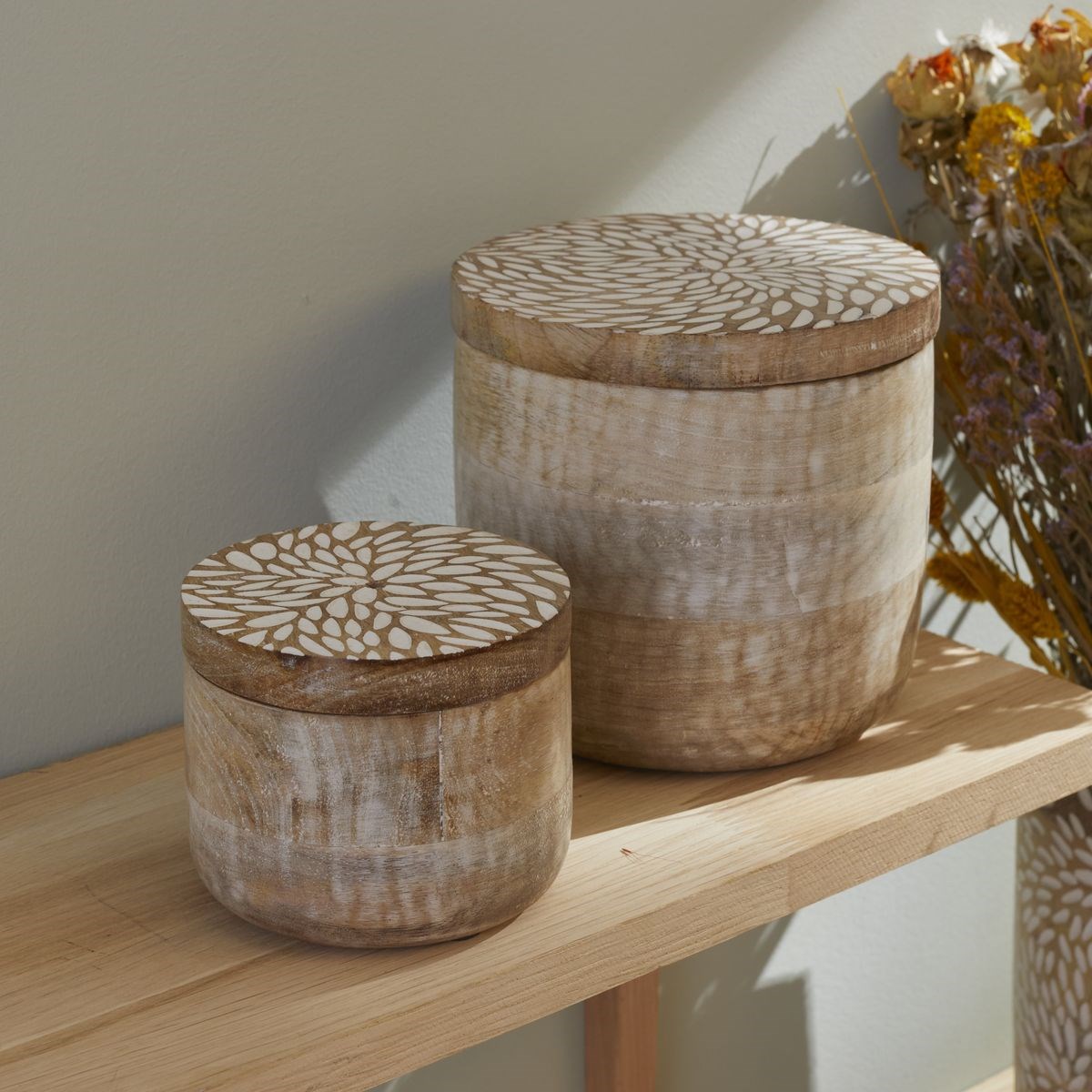 Set of 2 wooden boxes FACTORY Beige