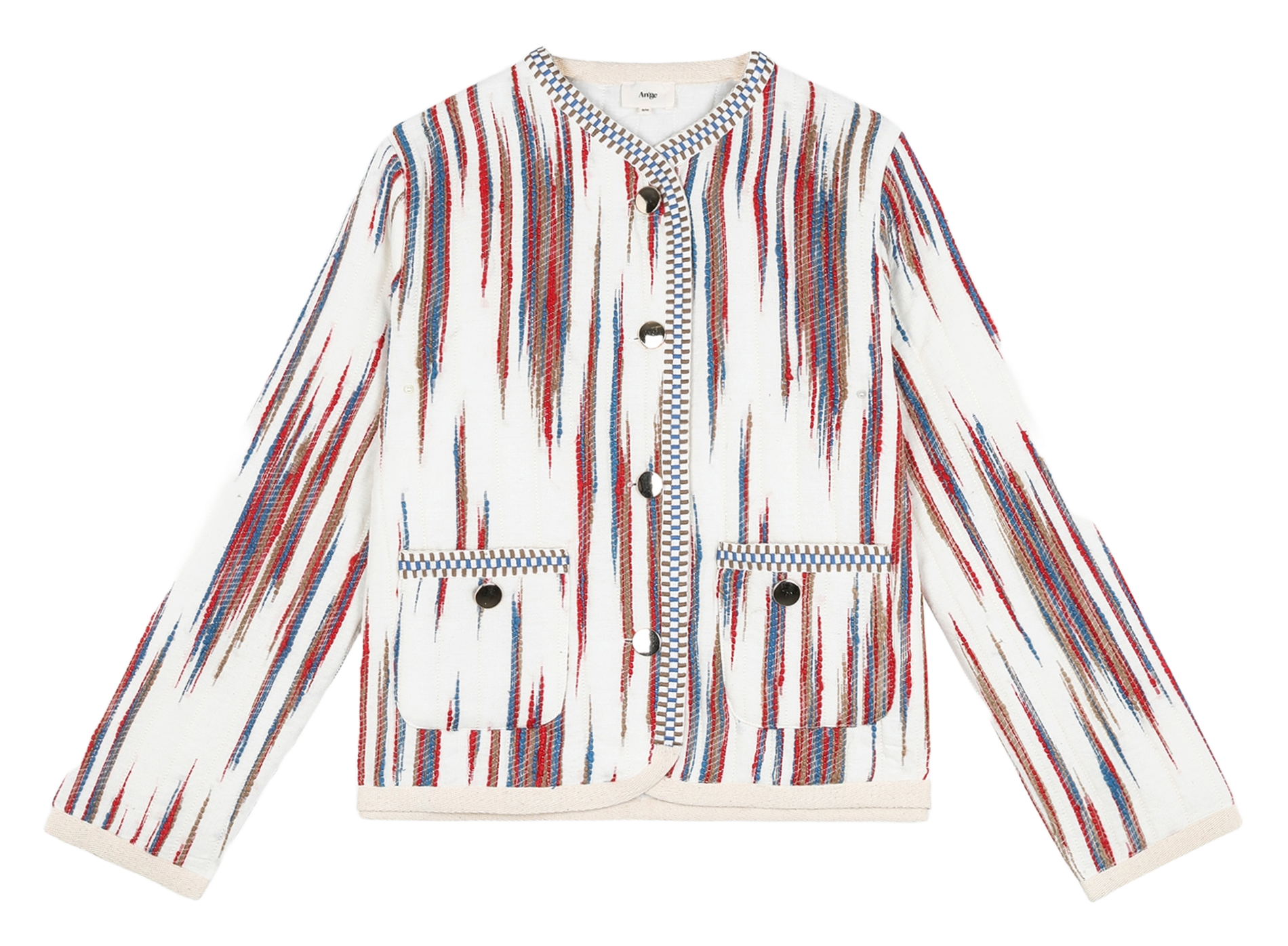 Katoenen jasje met ronde hals en print AN'GE Beige