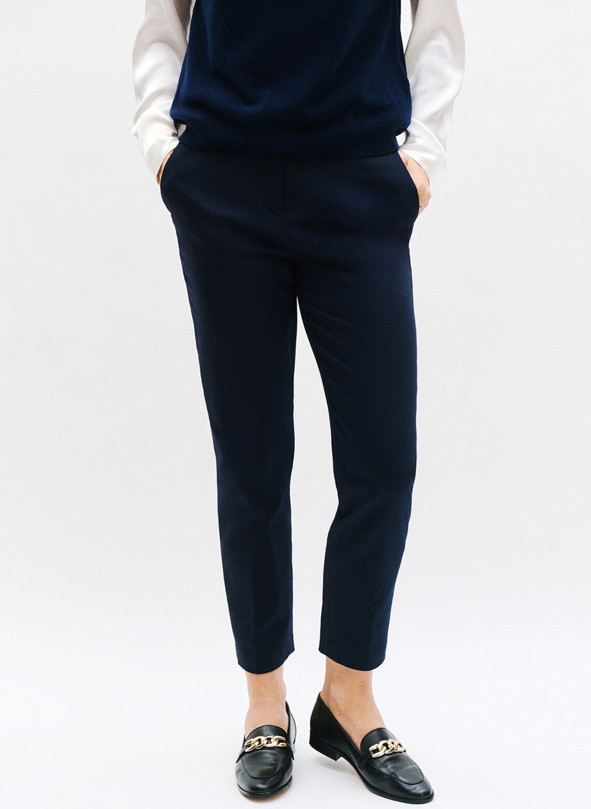 Broek met toelopende pijpen | katoenblend CAROLL Blauw