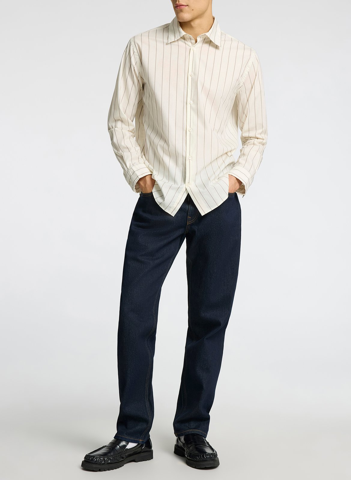 Straight organic cotton-blend jeans SELECTED Blue