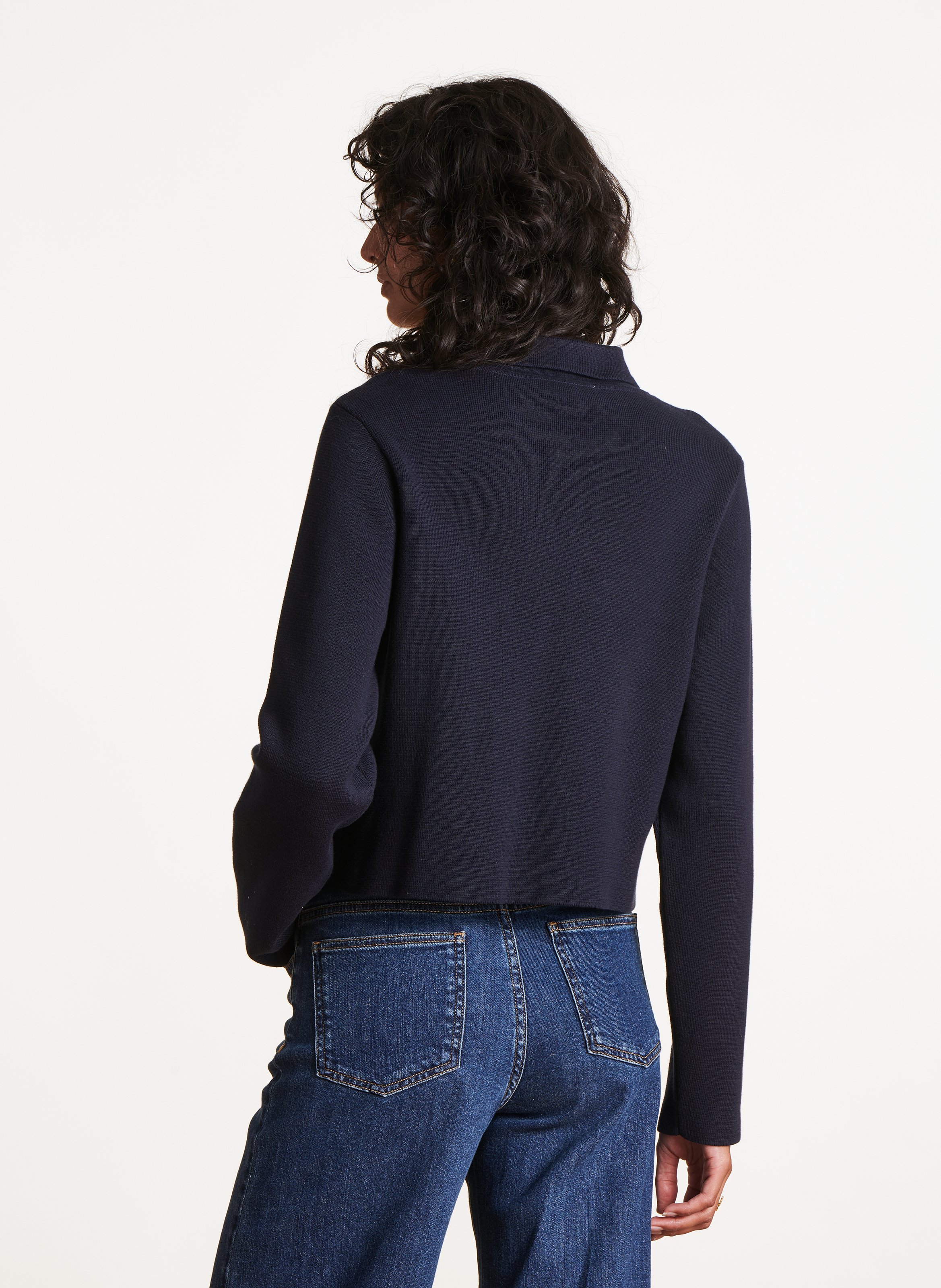 Vest met overhemdkraag van biologisch katoen LA FEE MARABOUTEE Blauw