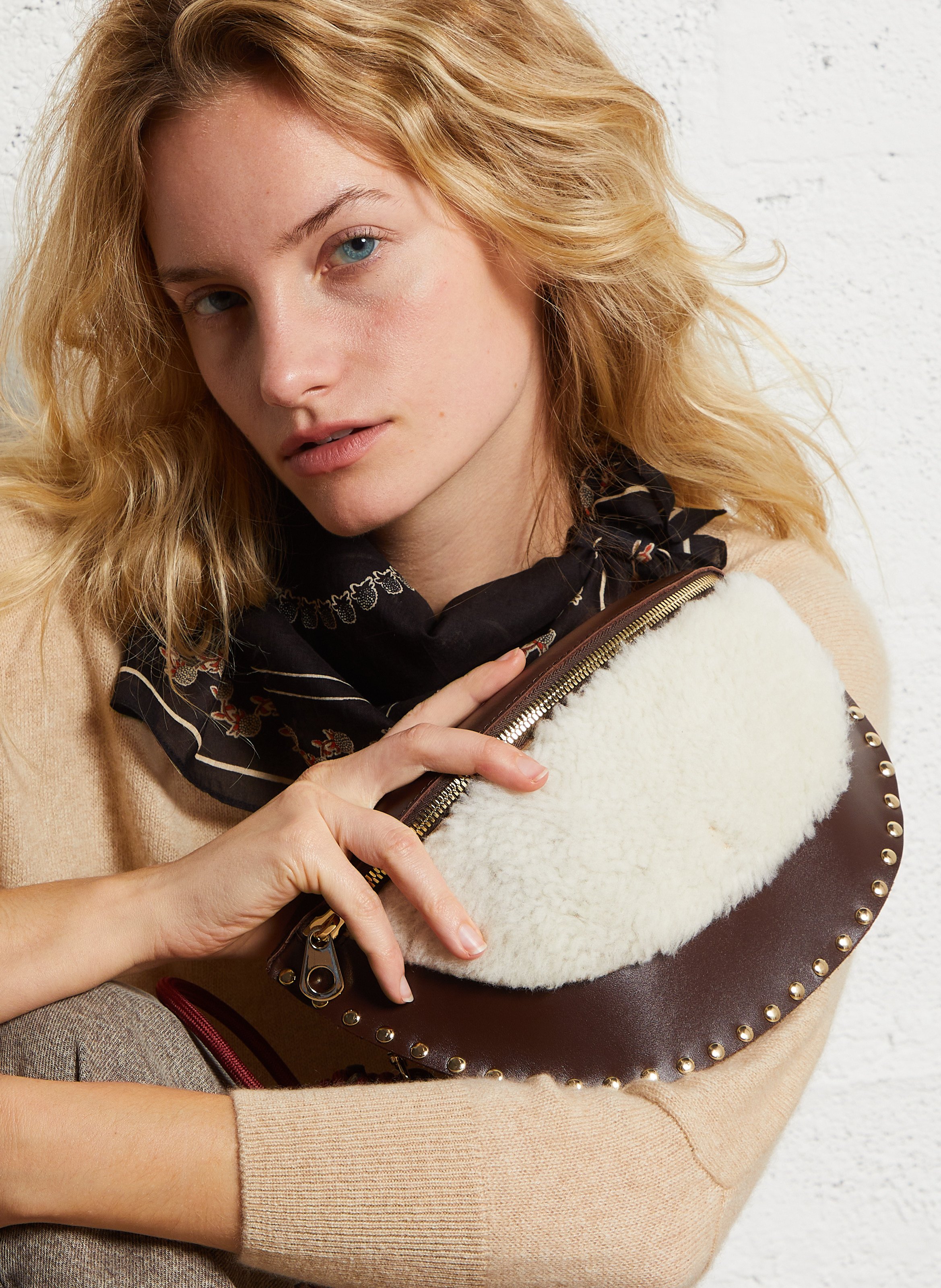 Sac bandoulière bi-matière CRAIE STUDIO Marron