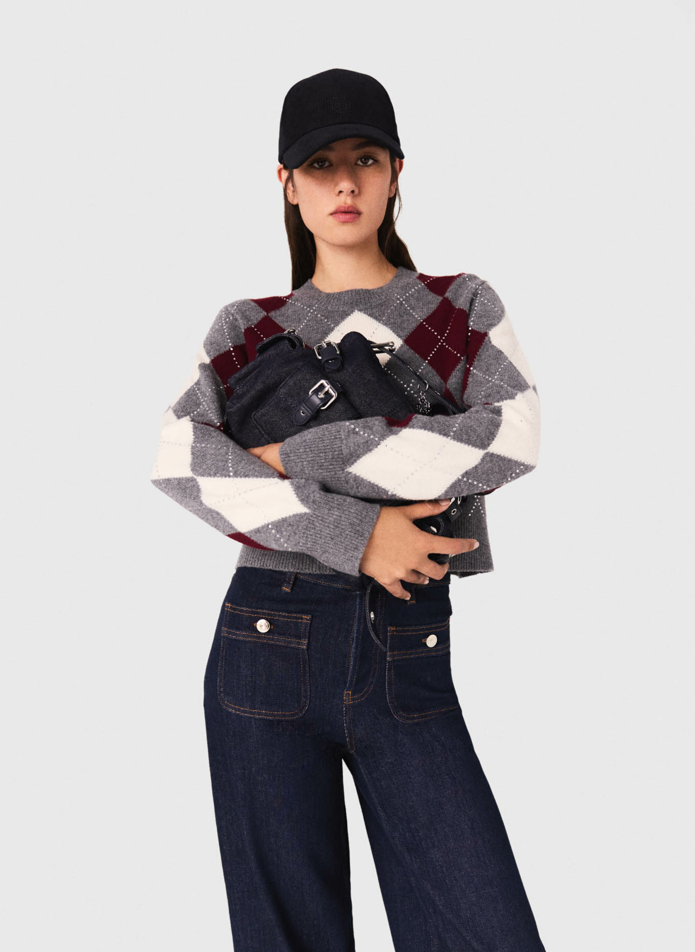 Pull col rond en laine MAJE Gris