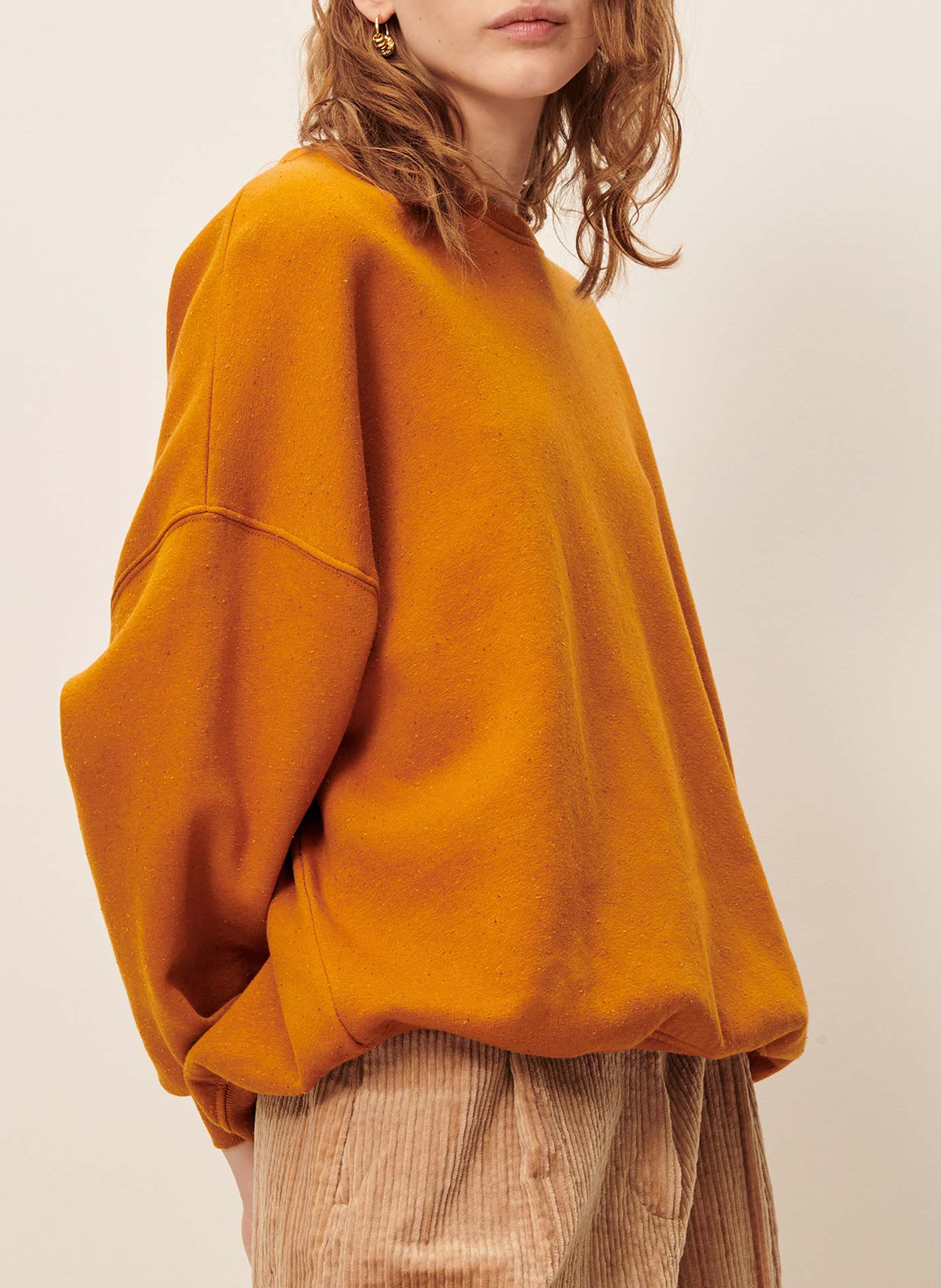 Sweat ample col rond en coton mélangé SESSUN Orange