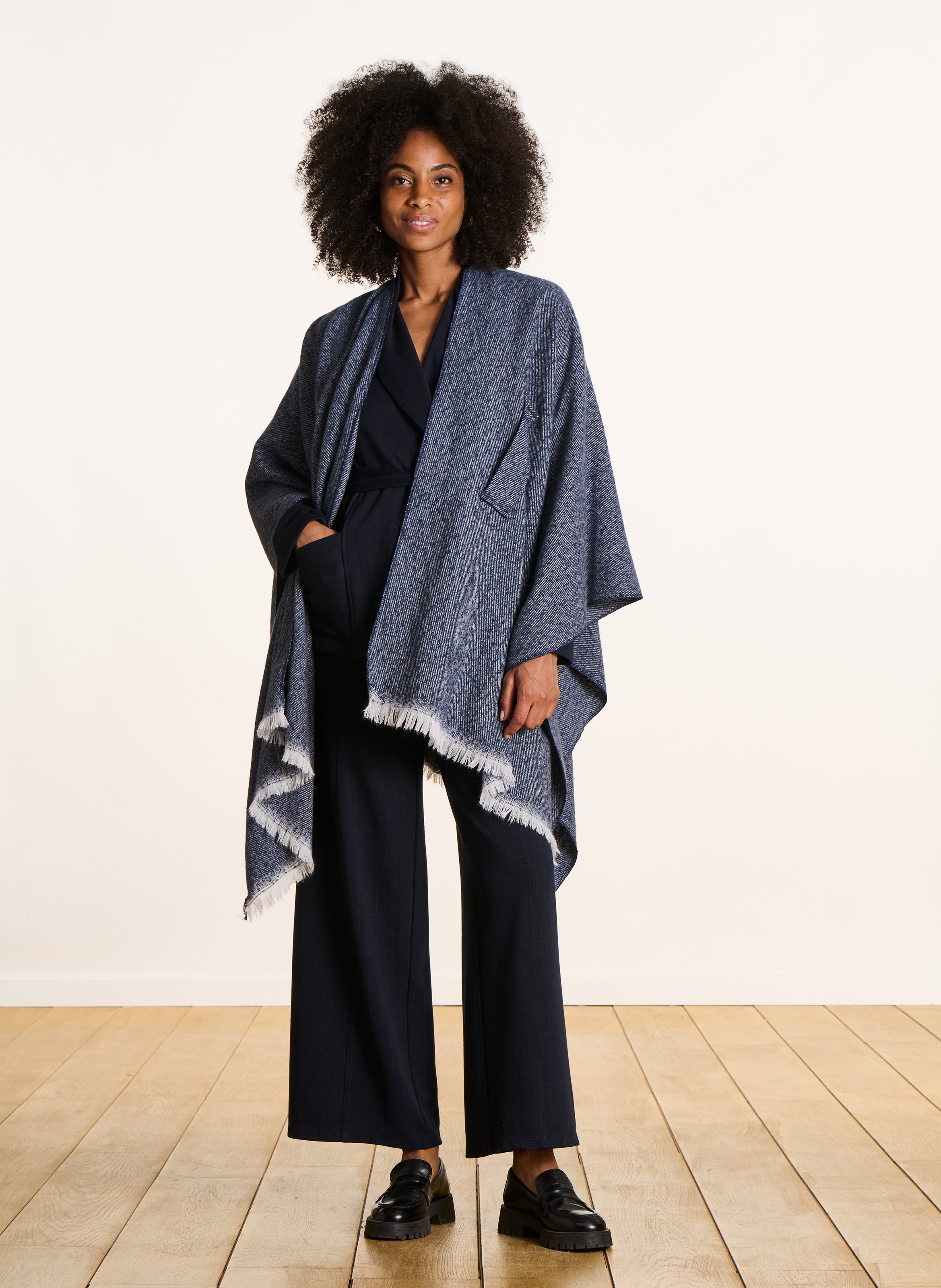 Oversized poncho LA FEE MARABOUTEE Blue