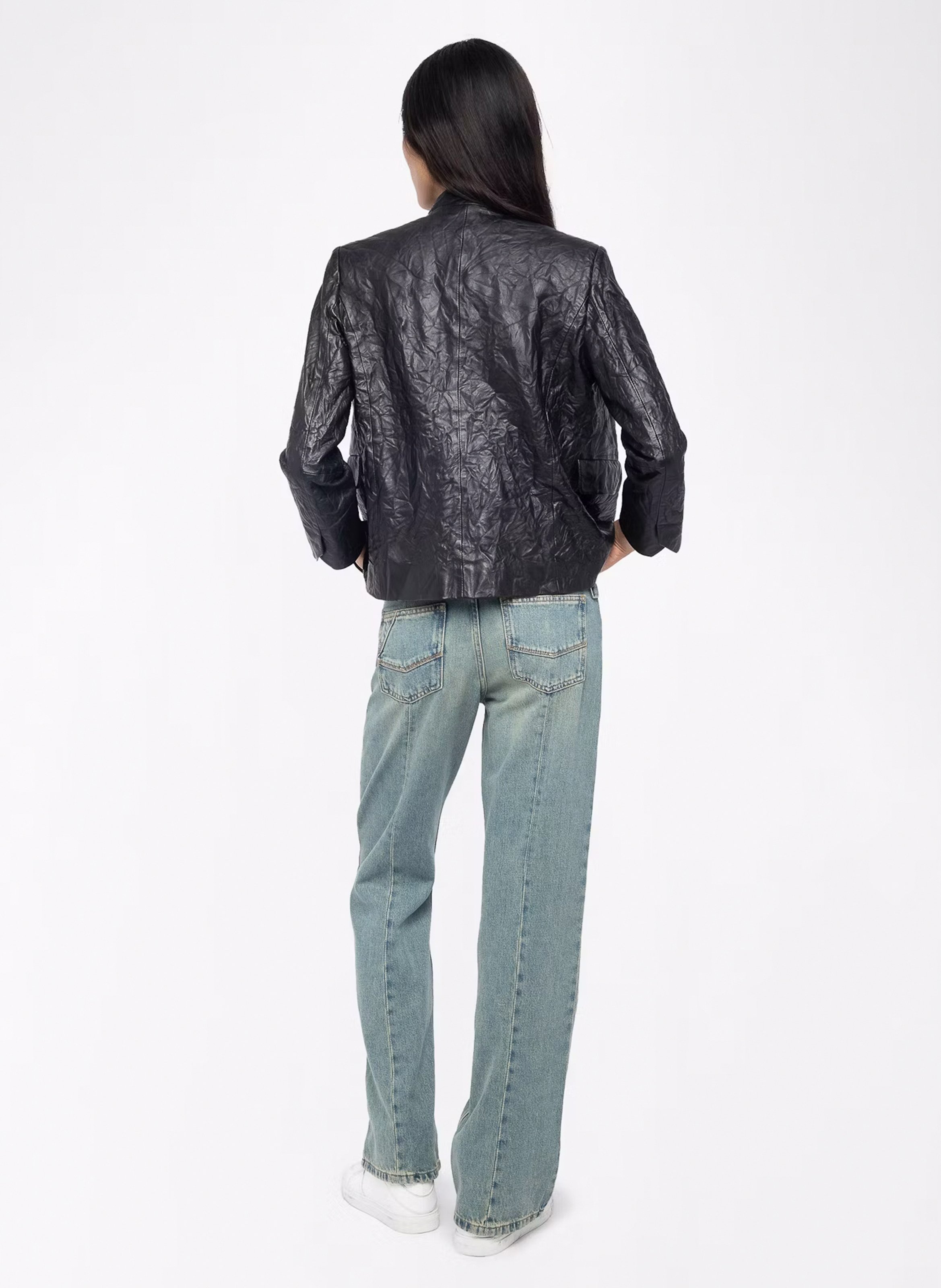 Blouson col rond en cuir ZADIG&VOLTAIRE Noir