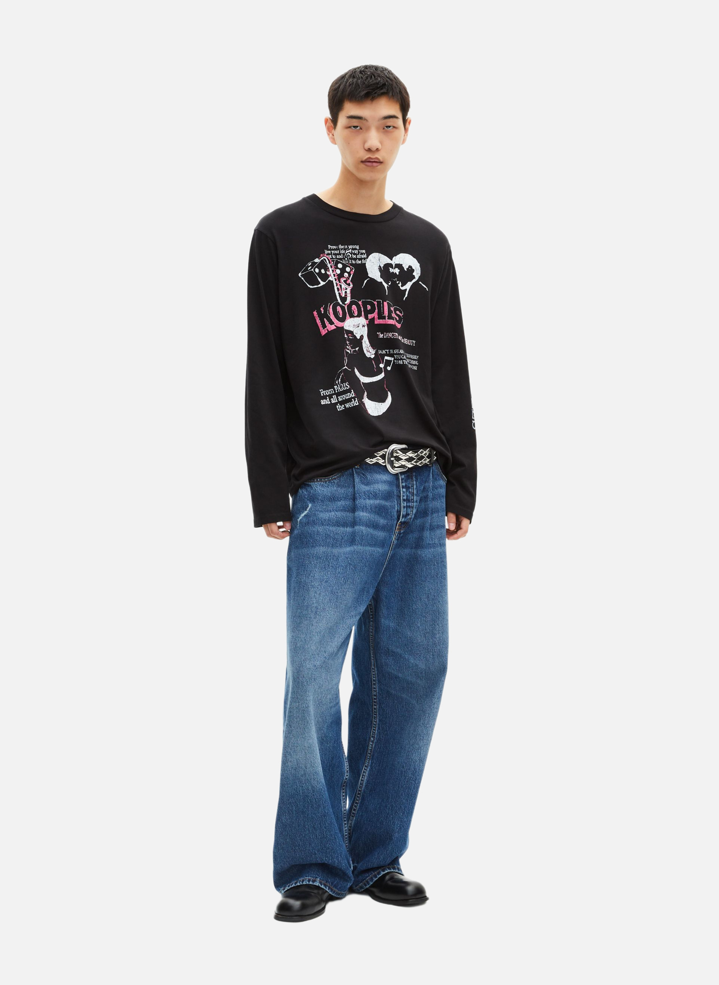 T-shirt with screen print 'the dangerous and the beauty' THE KOOPLES Black