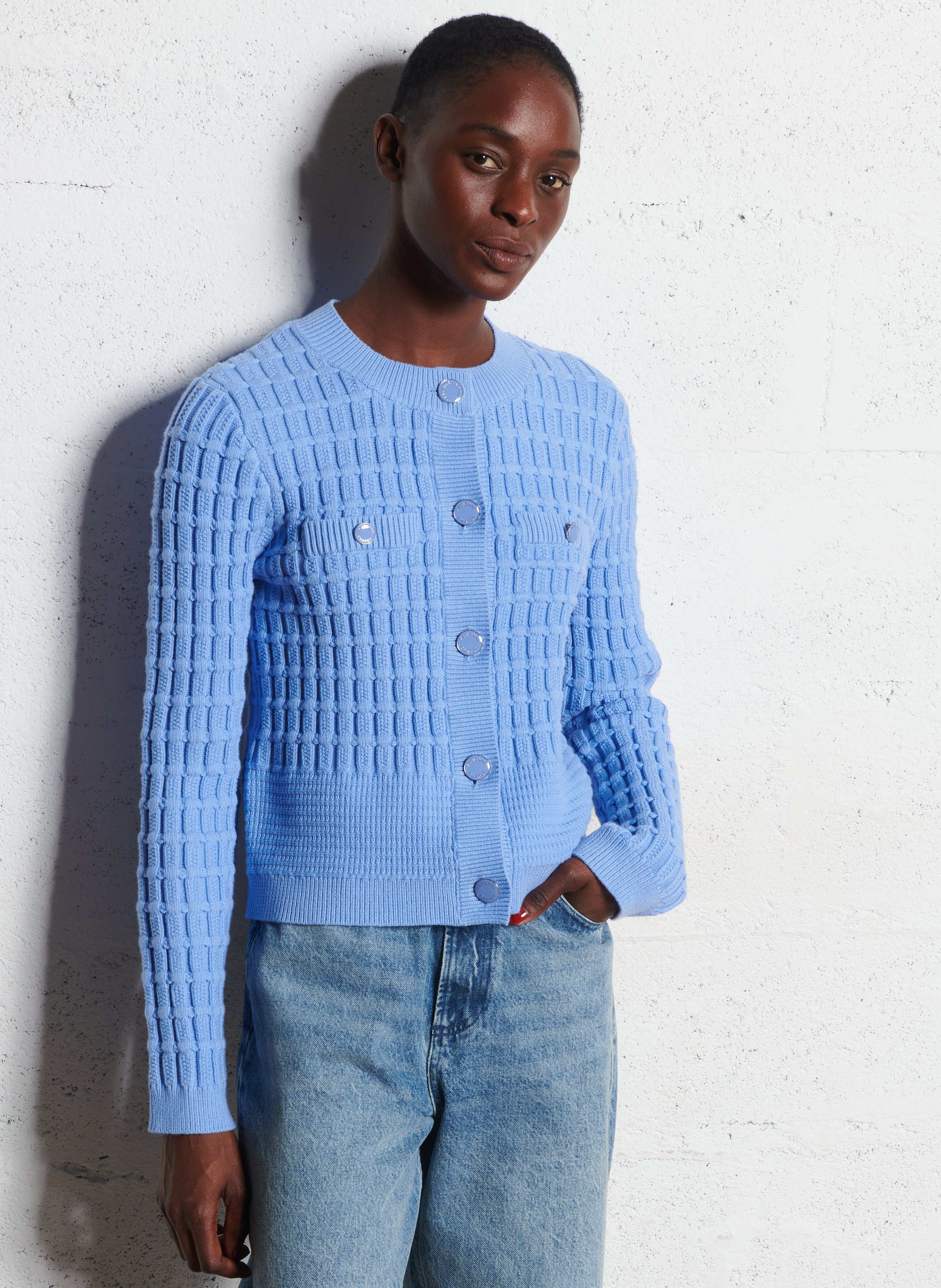 Geribbelde cardigan met knopen FABIENNE CHAPOT