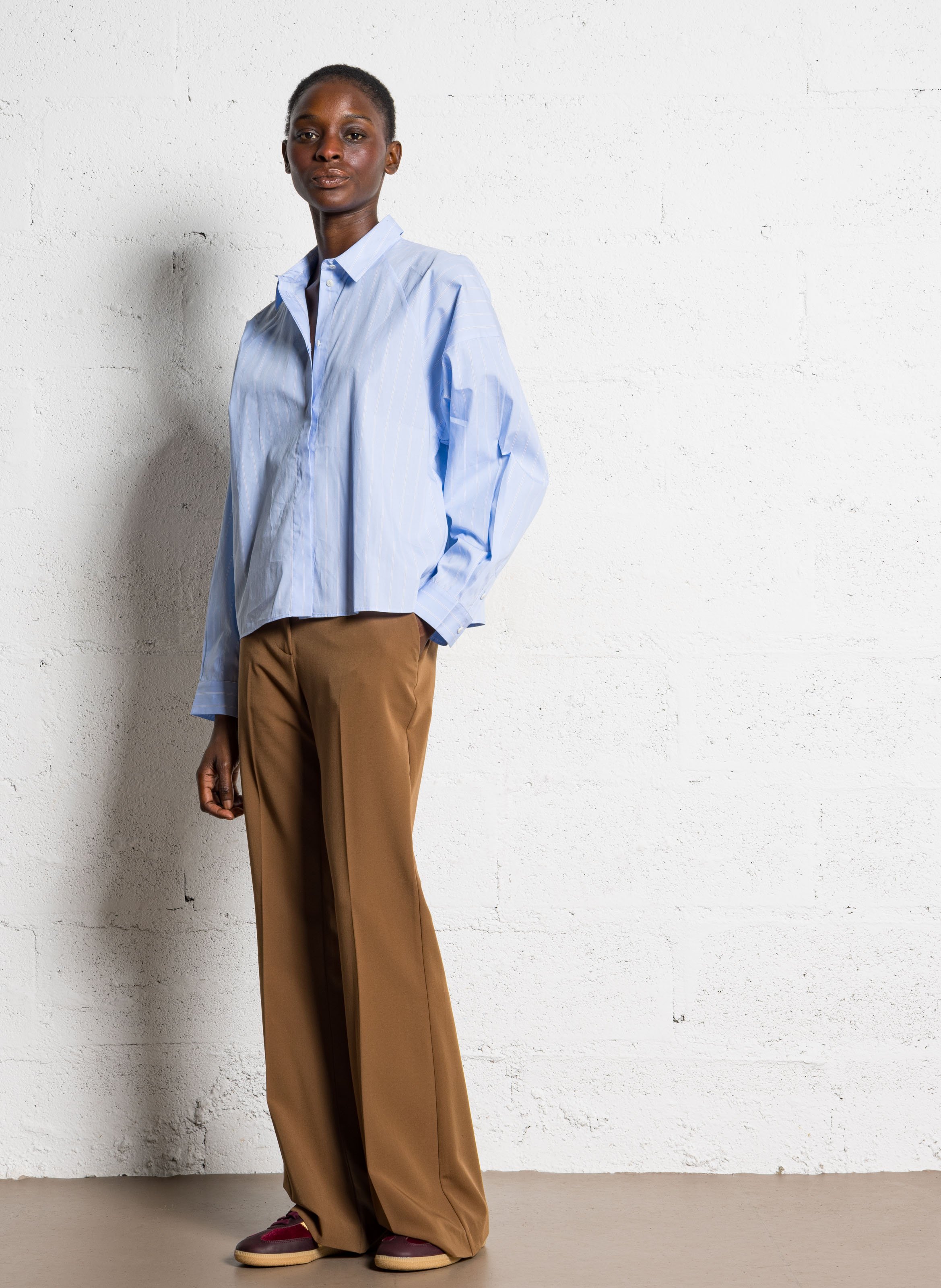 Loose-fit striped cotton shirt BELLEPIECE Blue