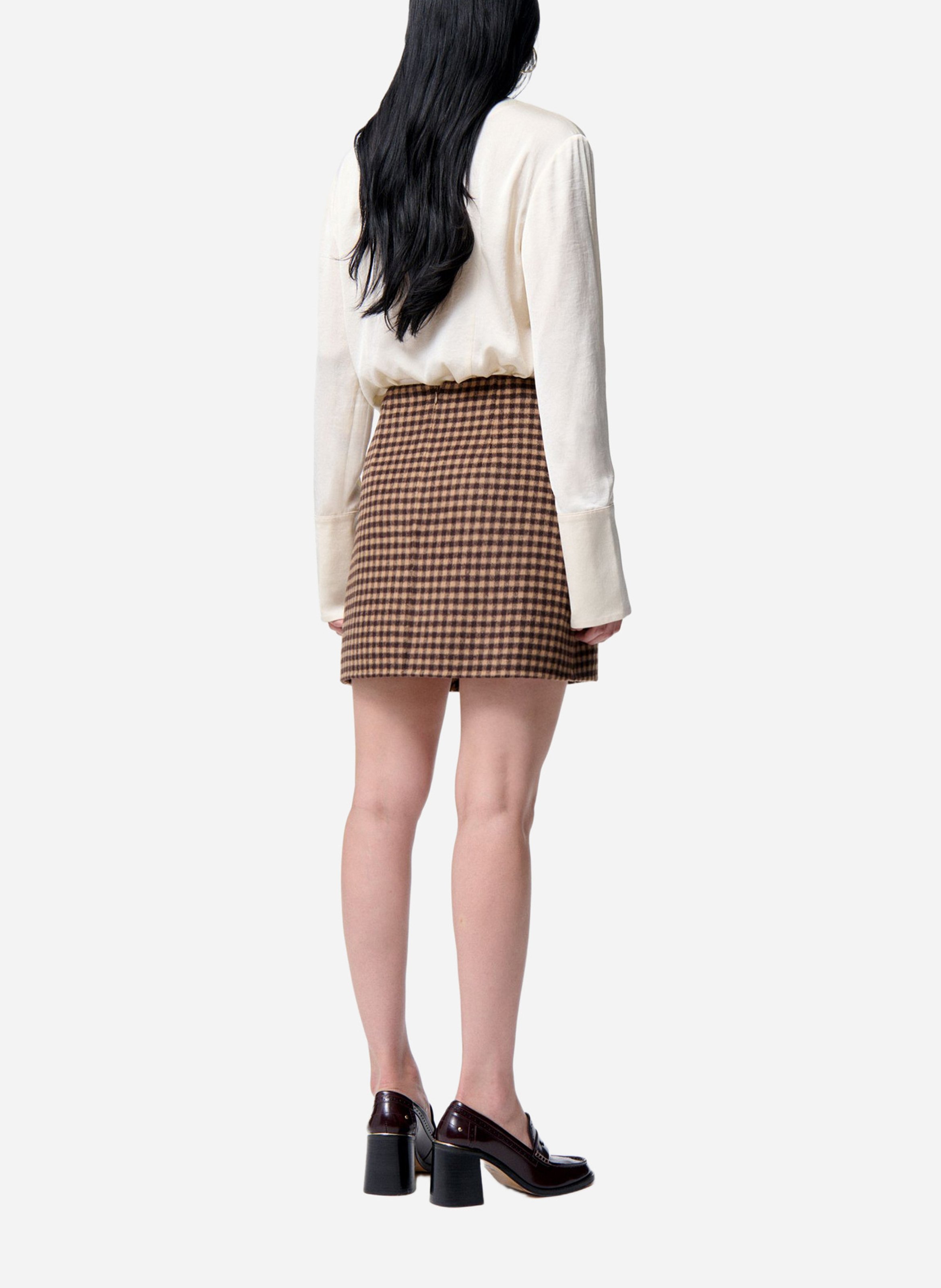 Jupe courte taille haute à carreaux VANESSA BRUNO Multicolore