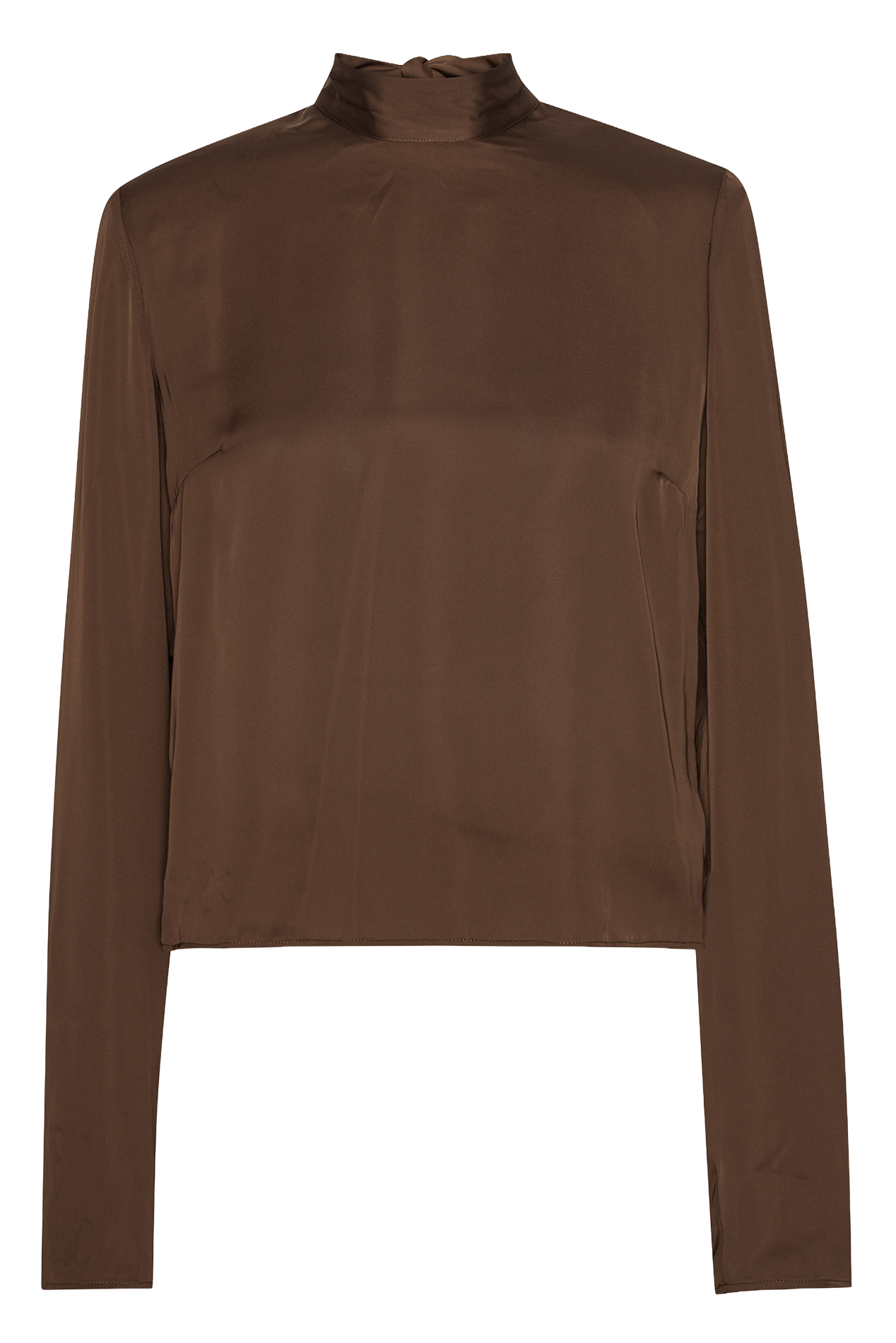 High-necked straight top made of recycled fibers ROTATE Brown