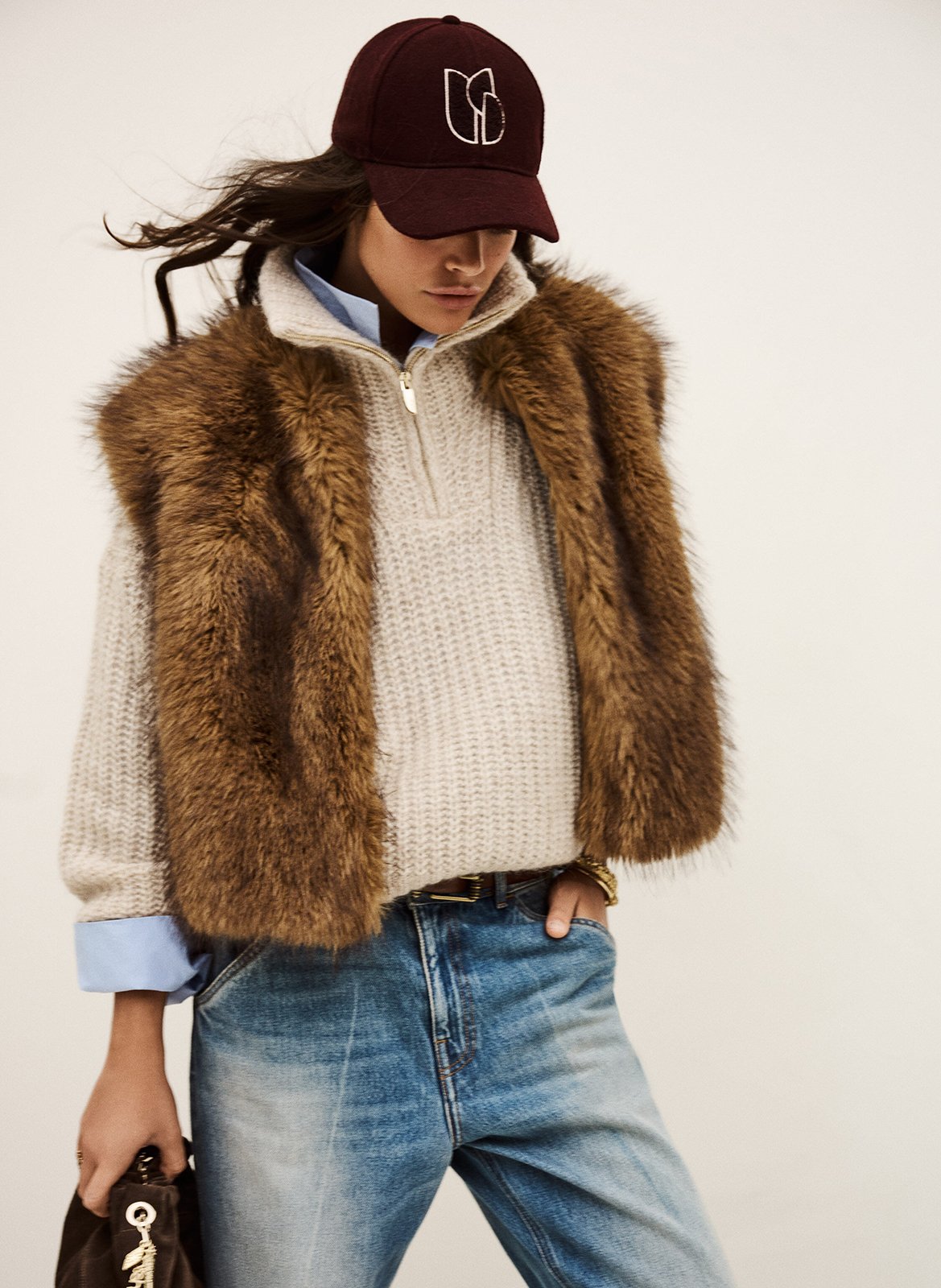 Trui met schipperskraag - wolblend BA&SH Beige