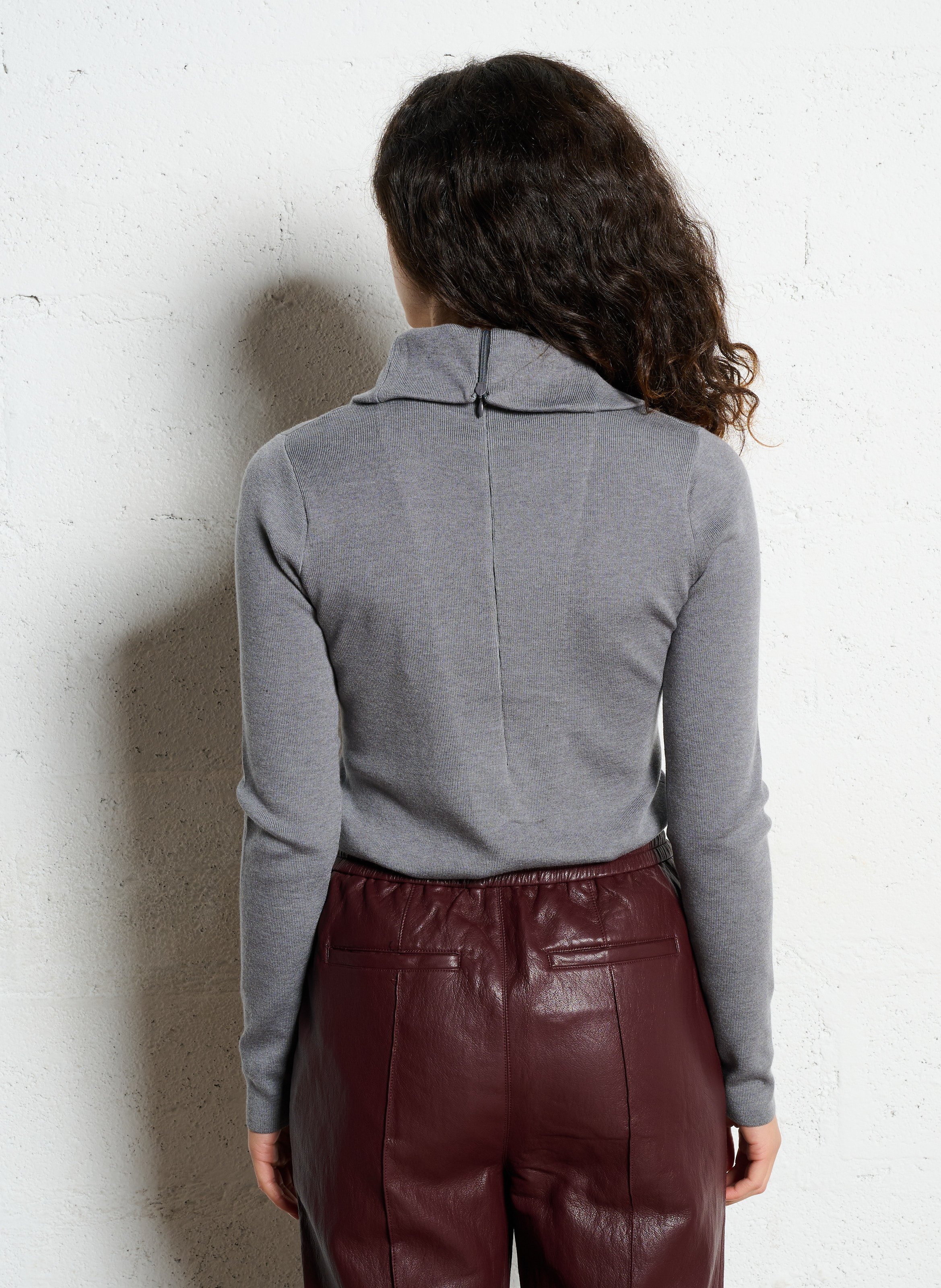 Pull col roulé en laine mélangée BERENICE Gris