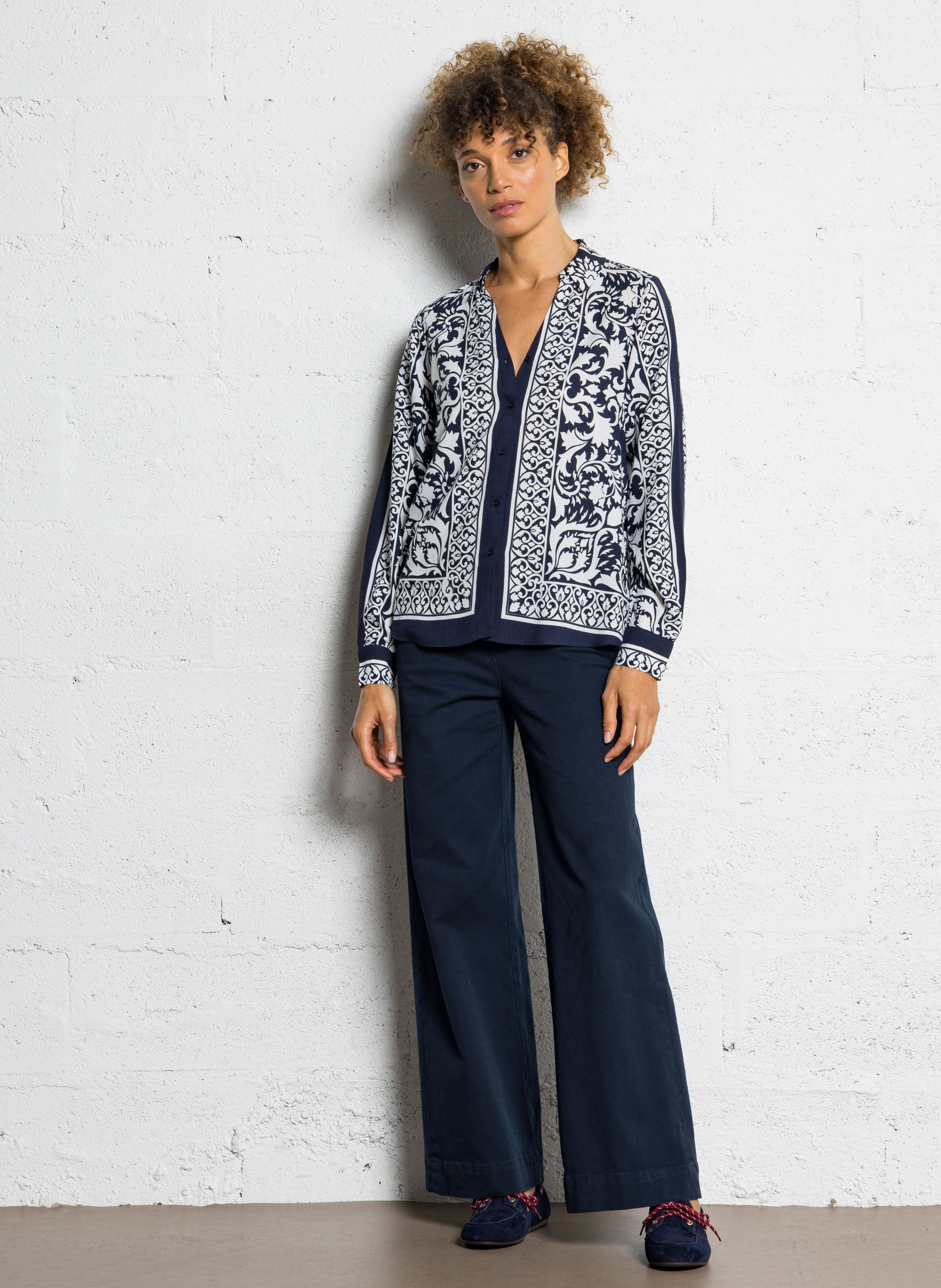 Pantalon large en coton mélangé SUD EXPRESS Bleu