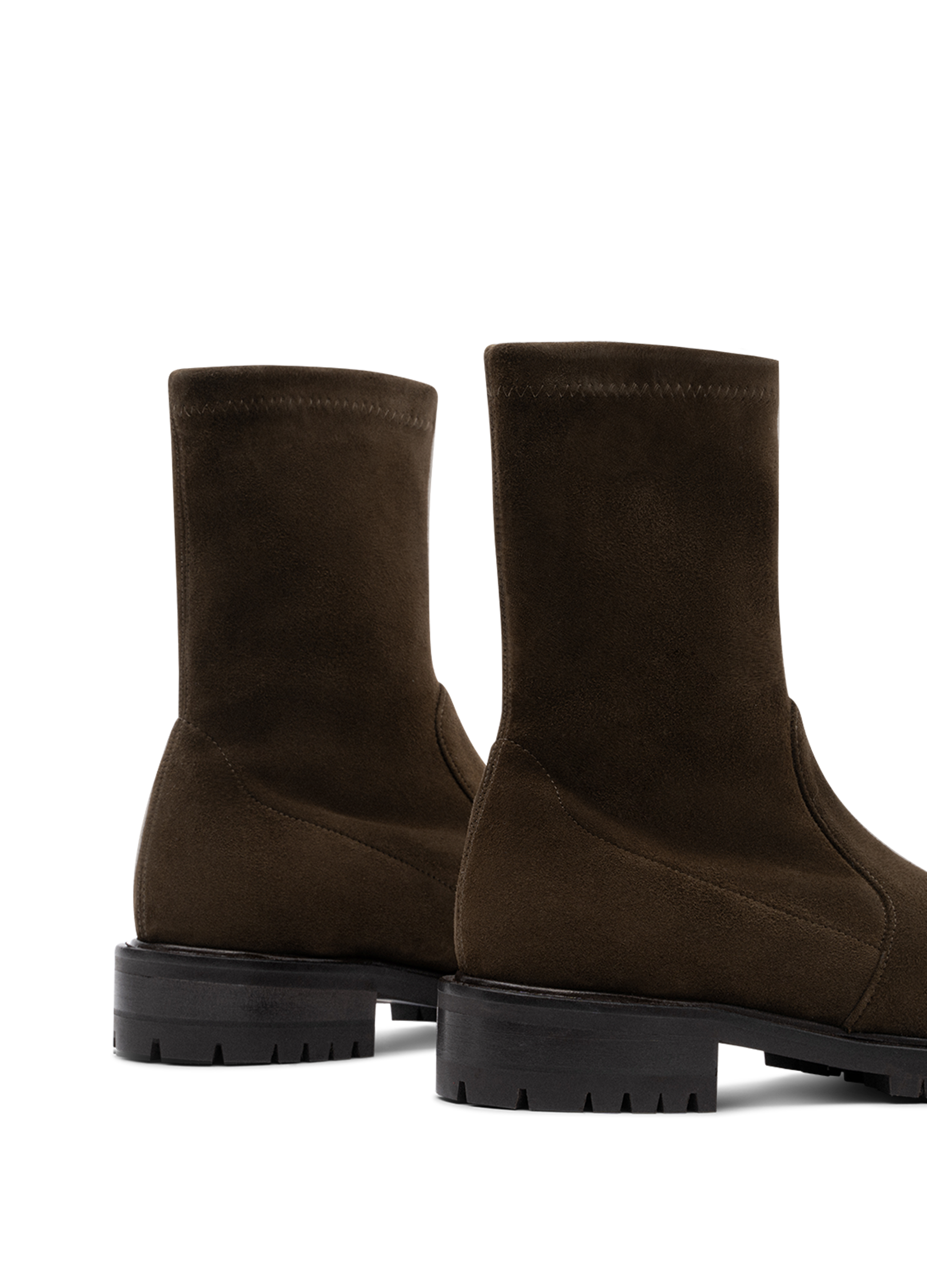 Khaki stretch calfskin ankle boots PARALLELE PARIS Khaki