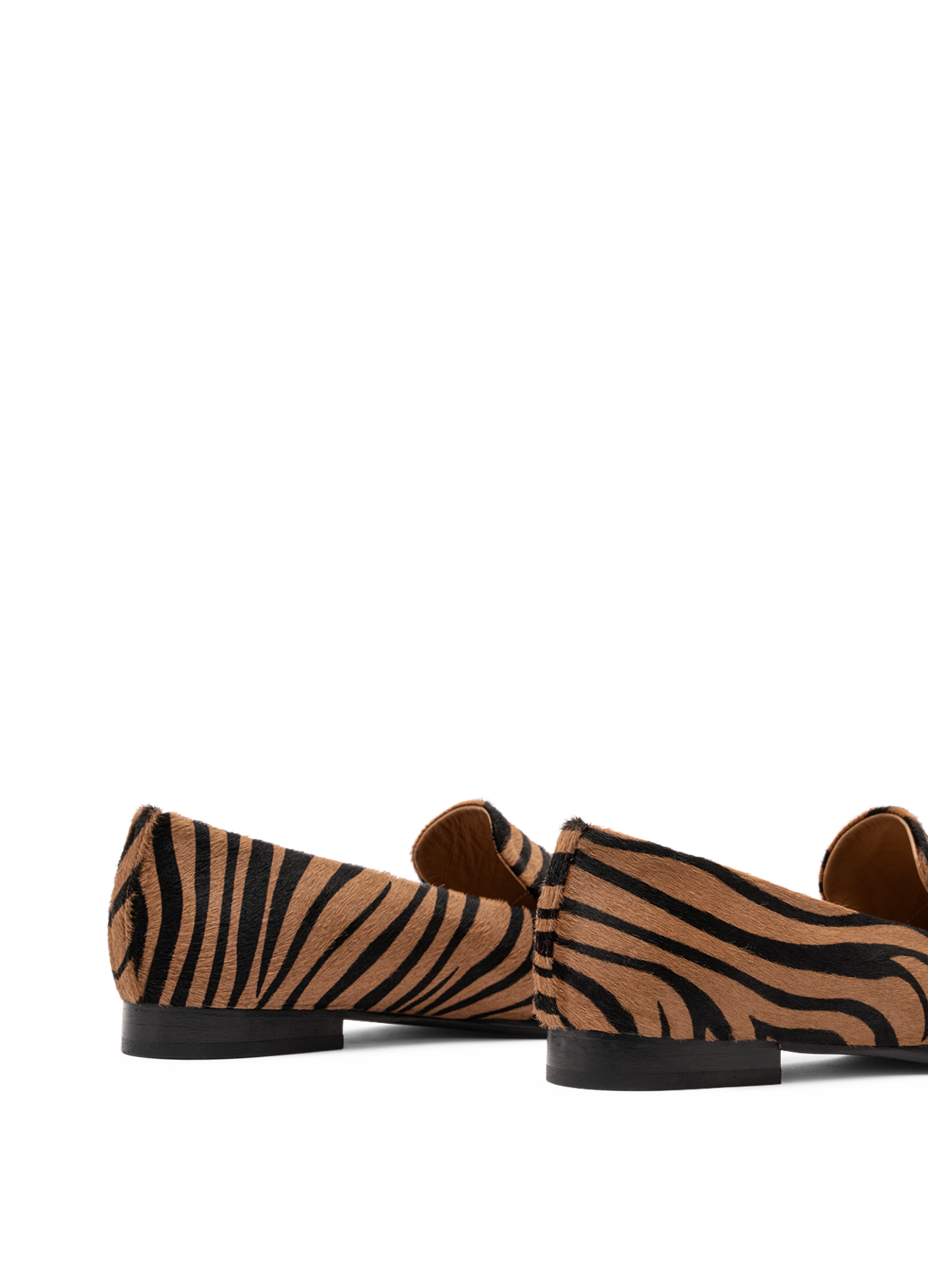 Zebra pony hair moccasins PARALLELE PARIS White