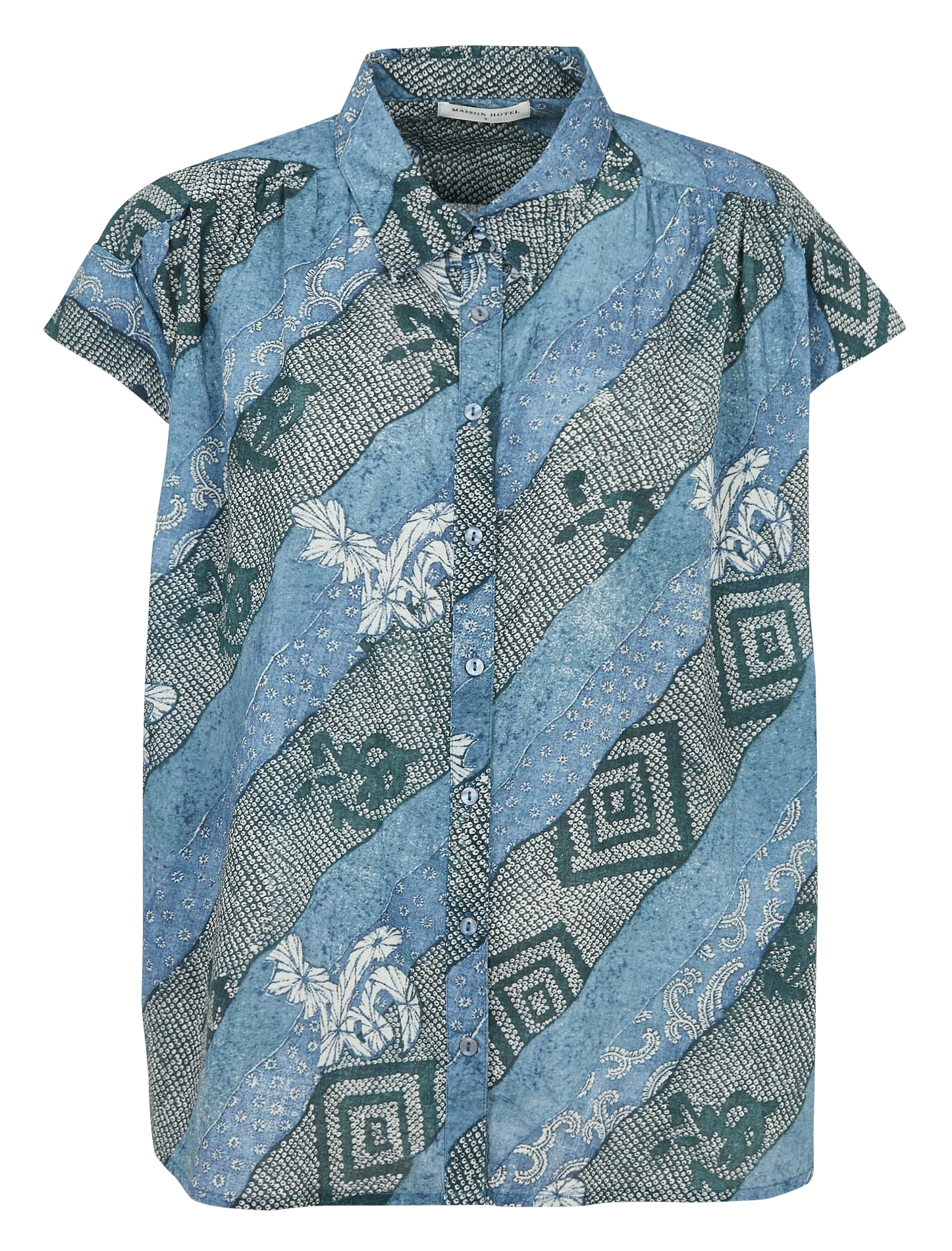 Ärmelloses bedrucktes Oversize-Hemd MAISON HOTEL Blau