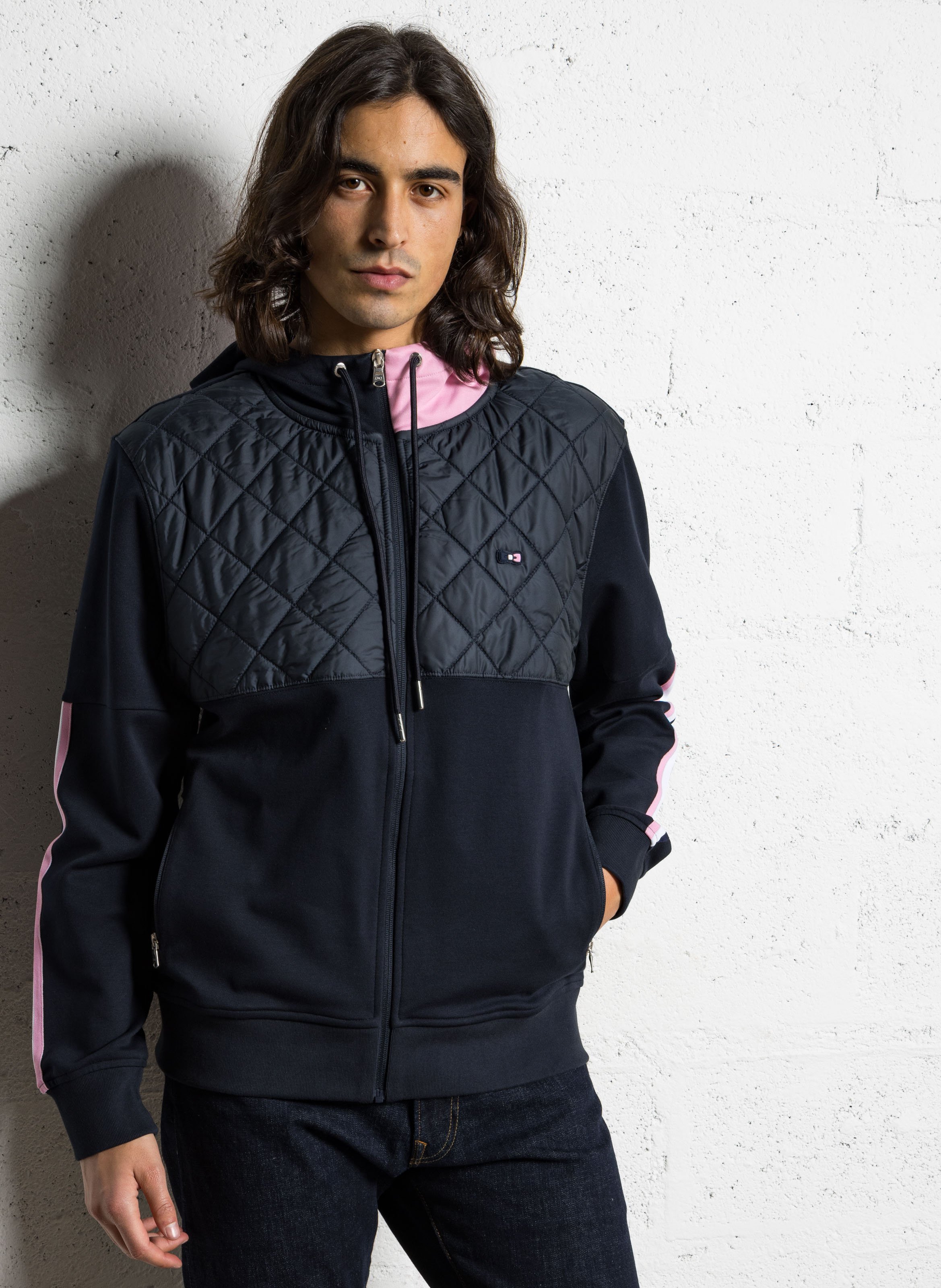 Sweat zippé à capuche en coton mélangé EDEN PARK Rose