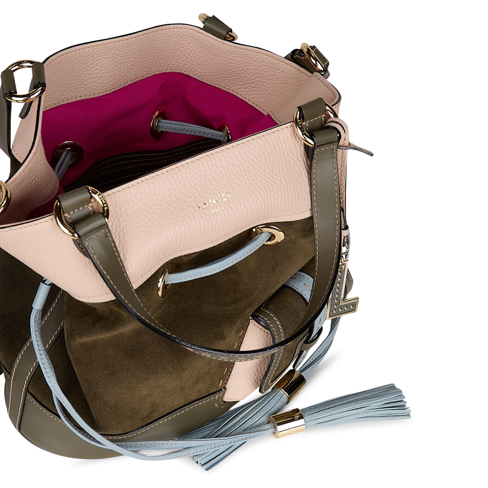 Corina leather bucket bag LANCEL Khaki