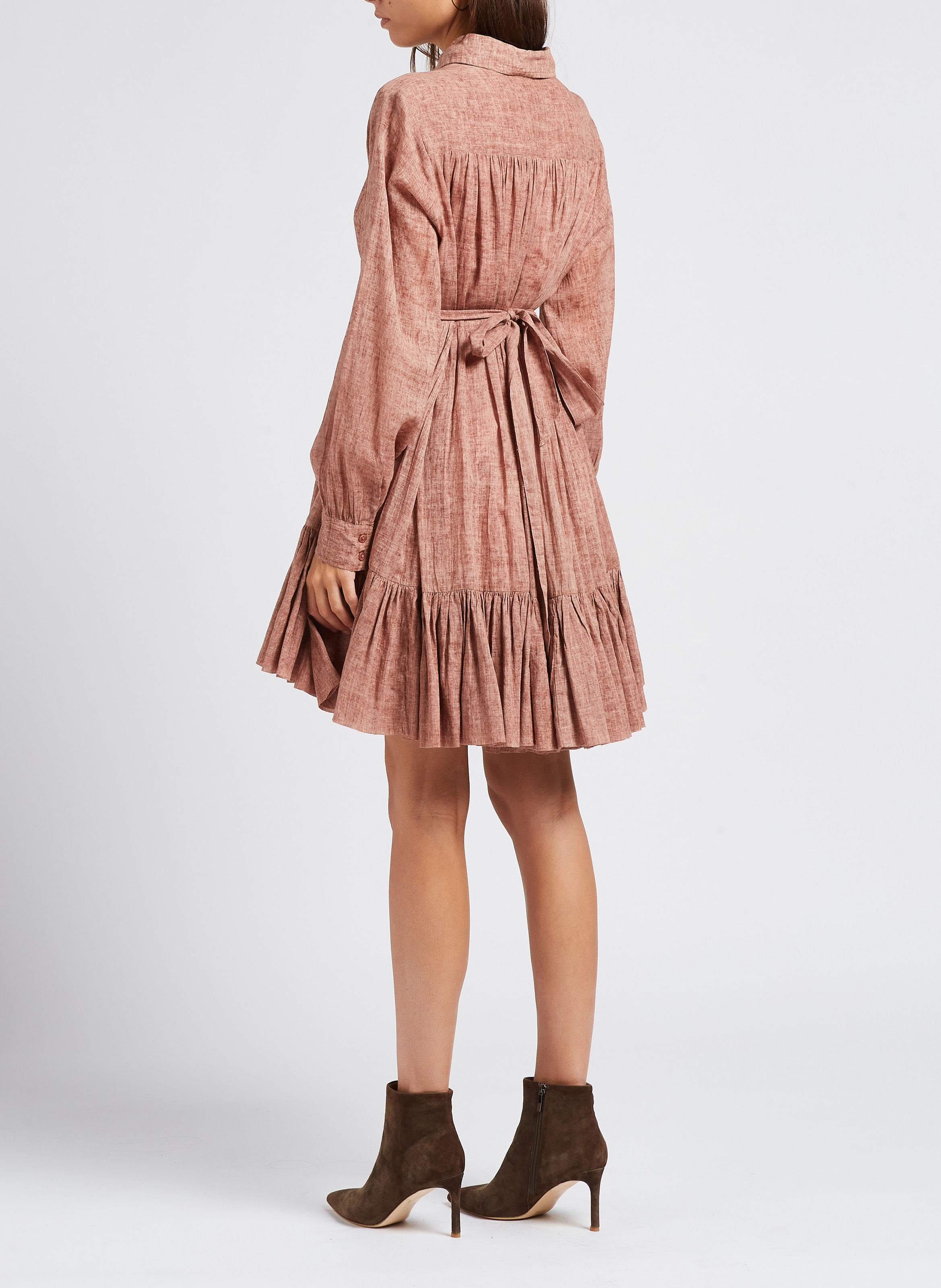 Kurzes Baumwollkleid mit Hemdkragen MES DEMOISELLES Rosa