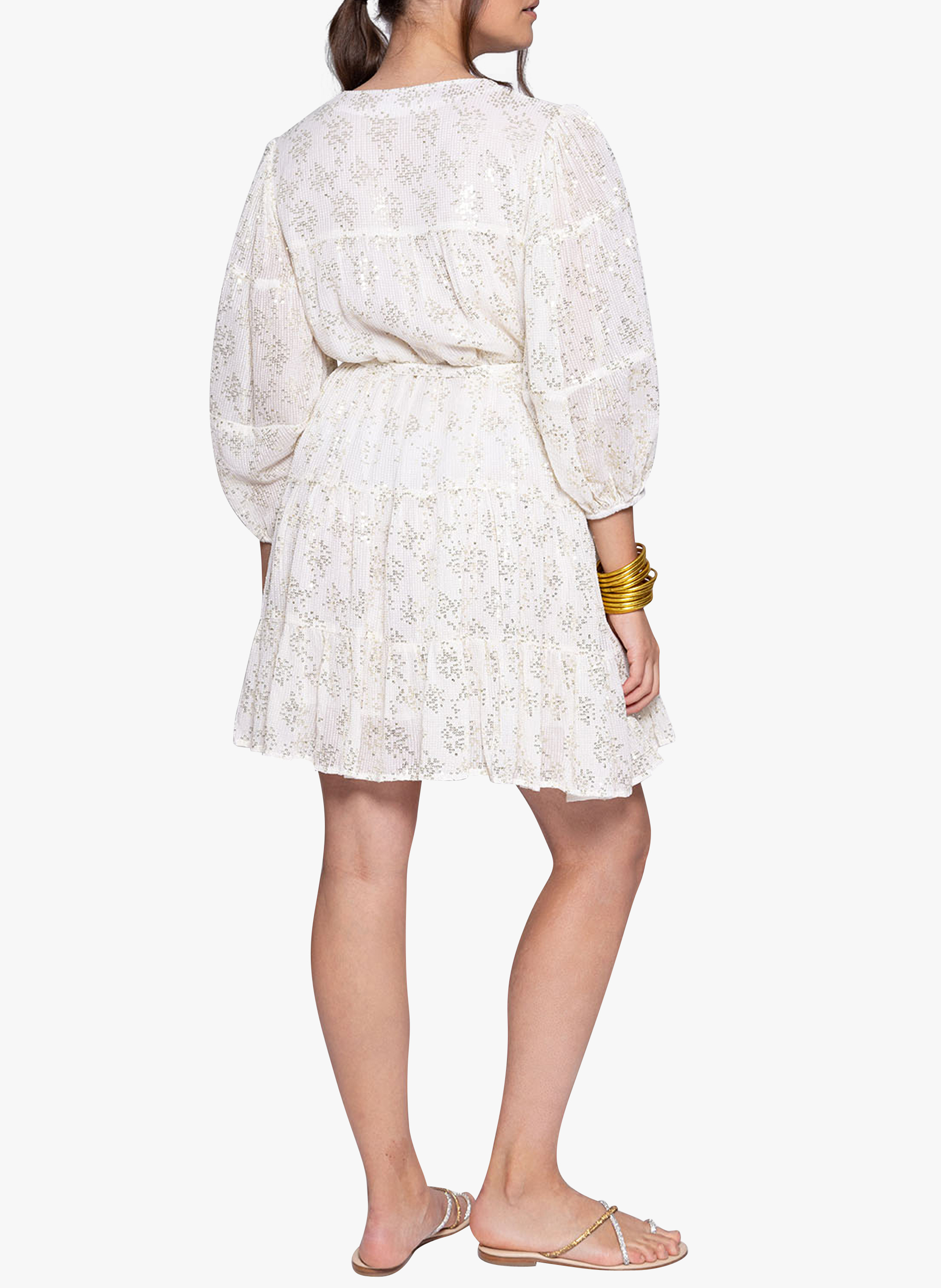 Robe col V ample à sequins SUNDRESS Blanc