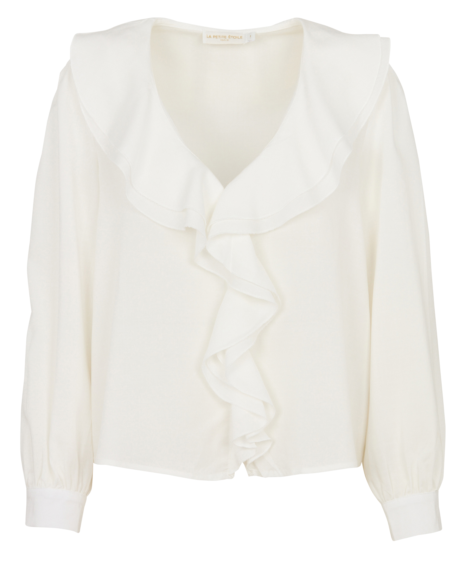 Blouse ample col V à volants LA PETITE ETOILE Beige