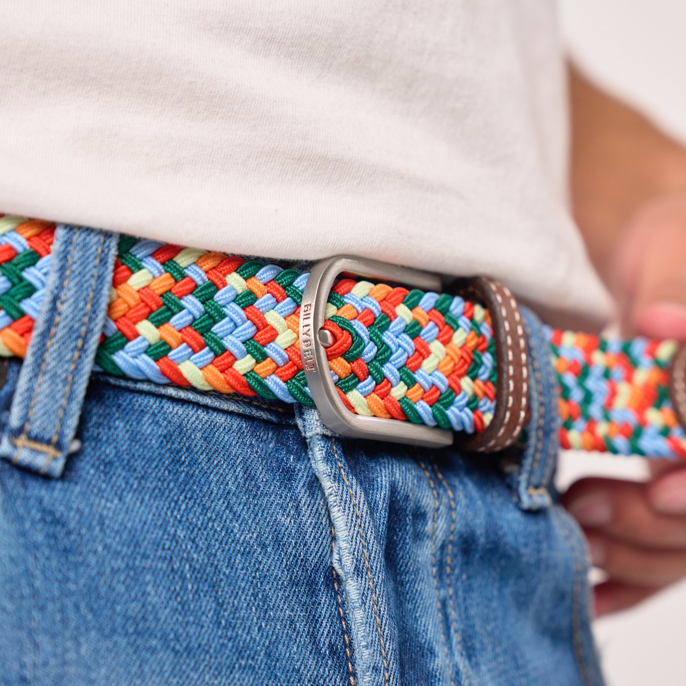 Multicolored braided elastic belt BILLYBELT Multicolored