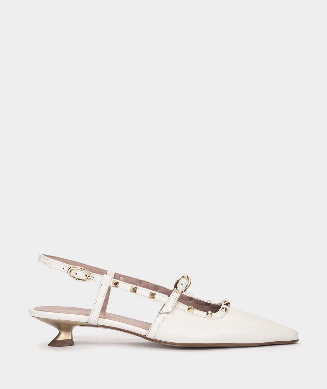 <p>High-heeled shoes, backless, in white leather.</p> PEDRO MIRALLES White