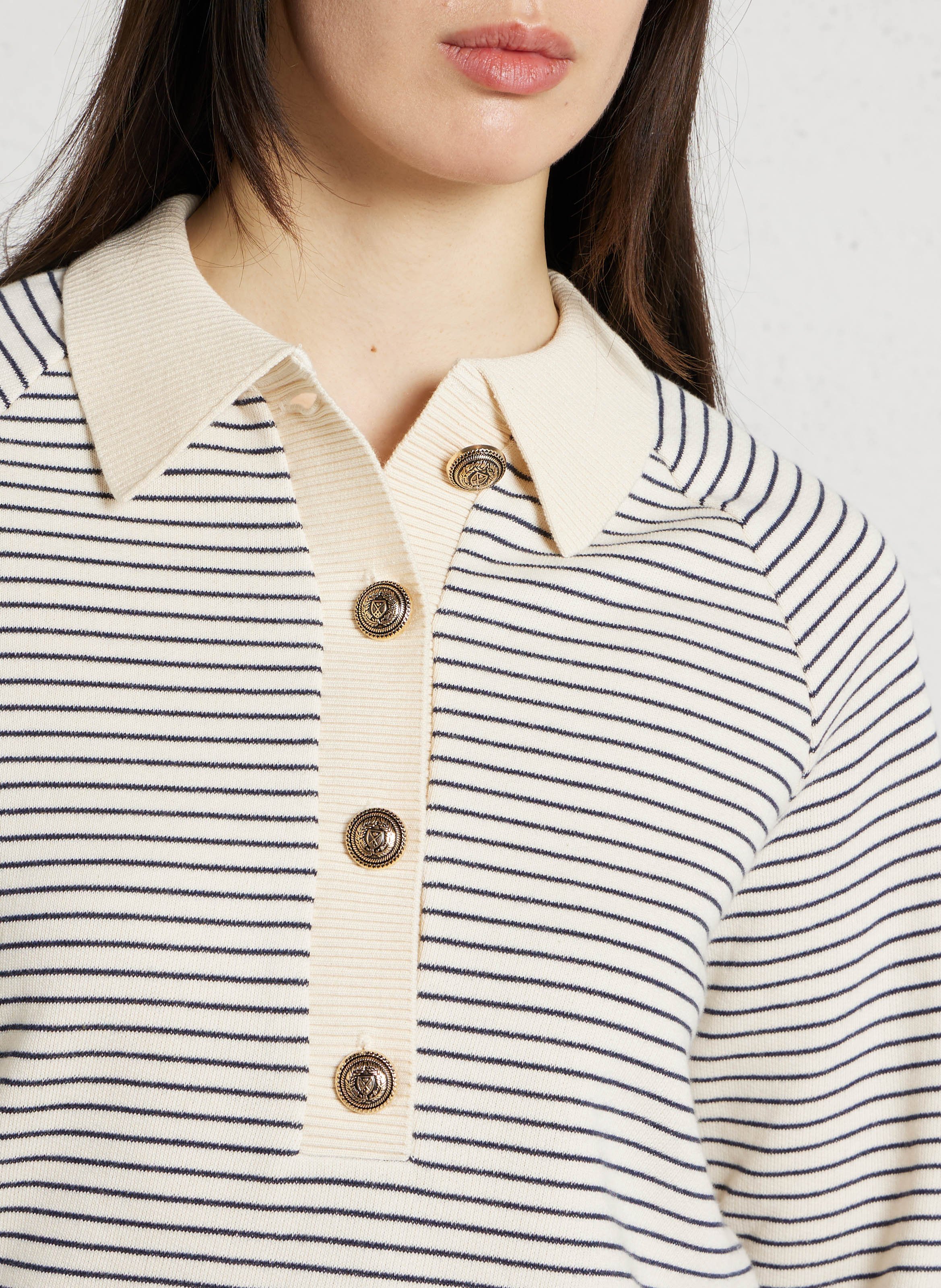 Polo-neck cotton sweater MAISON 123 Beige