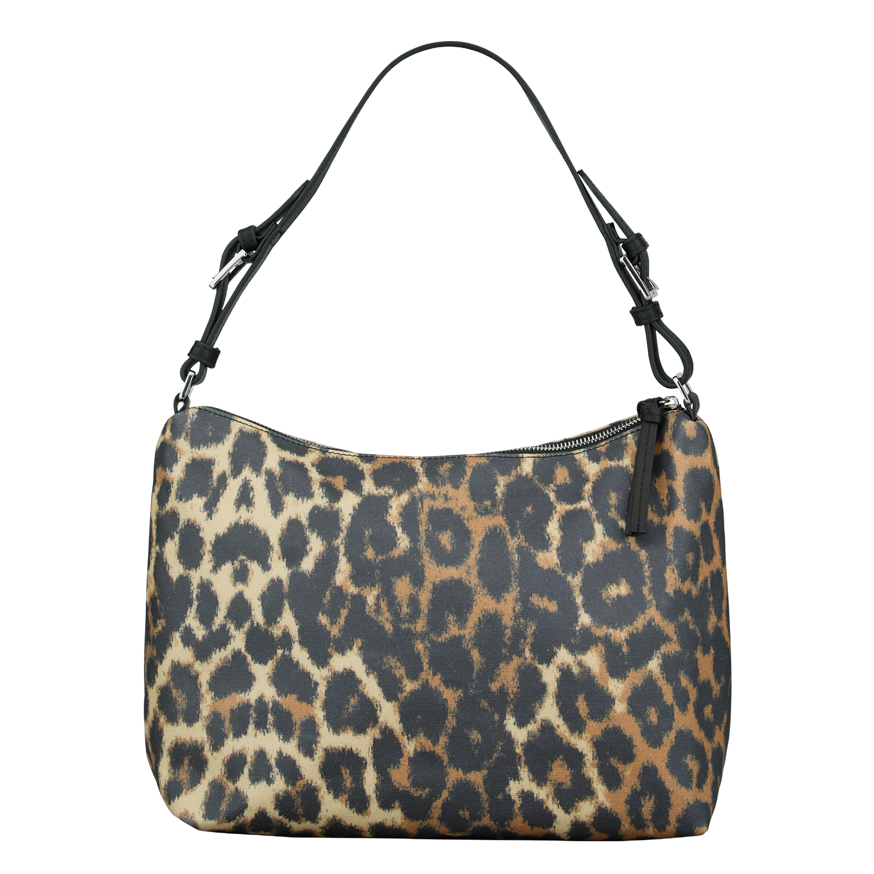 Leopard print cotton shoulder bag BECKSONDERGAARD Black