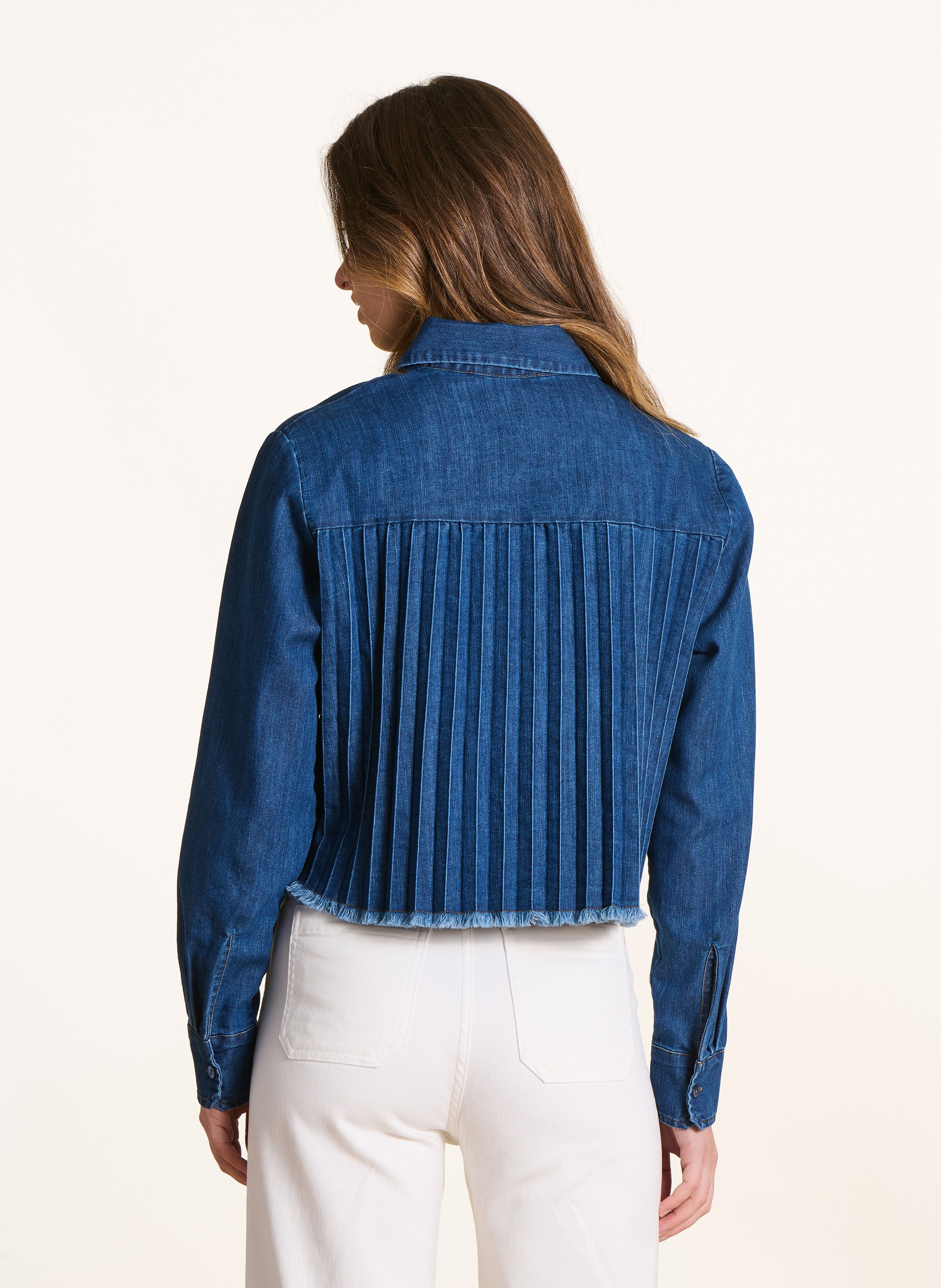 Chemise courte ample en jean LA FEE MARABOUTEE Bleu