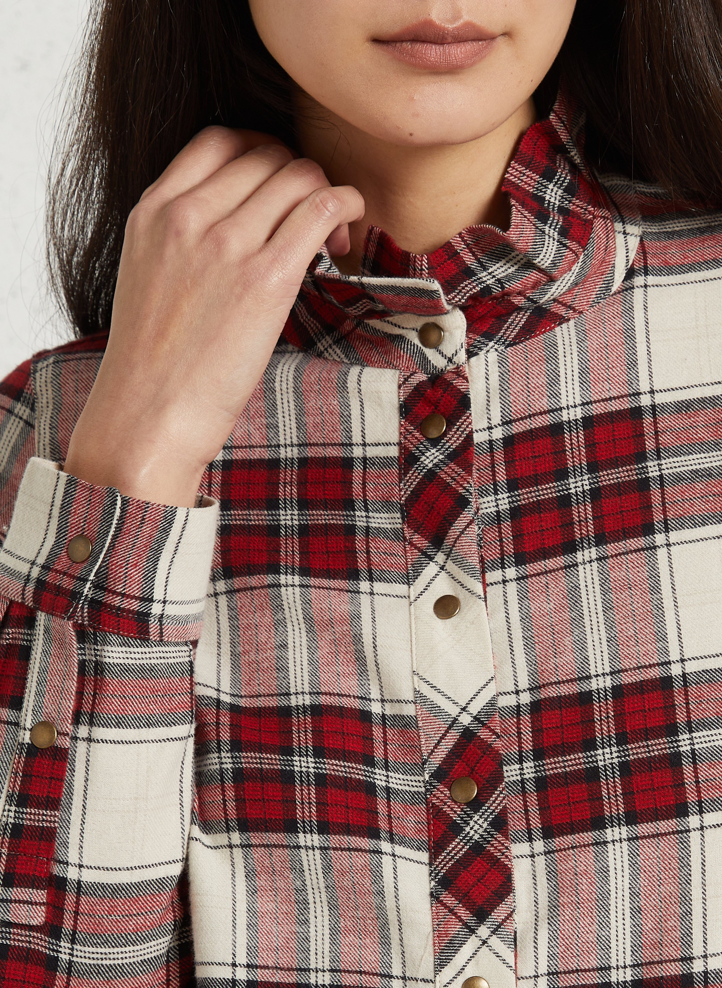 Chemise boutonnée à carreaux MAISON 123 Rouge