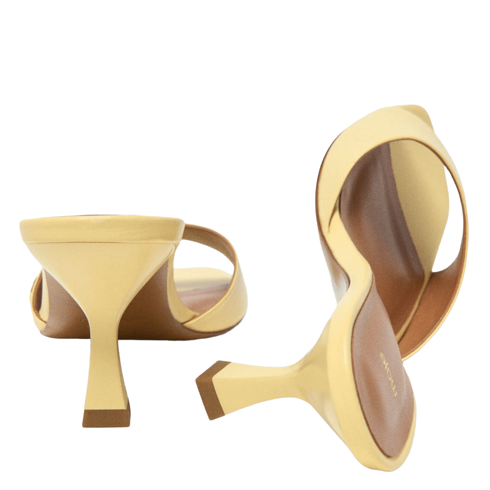 Heeled leather mules MAJE Yellow
