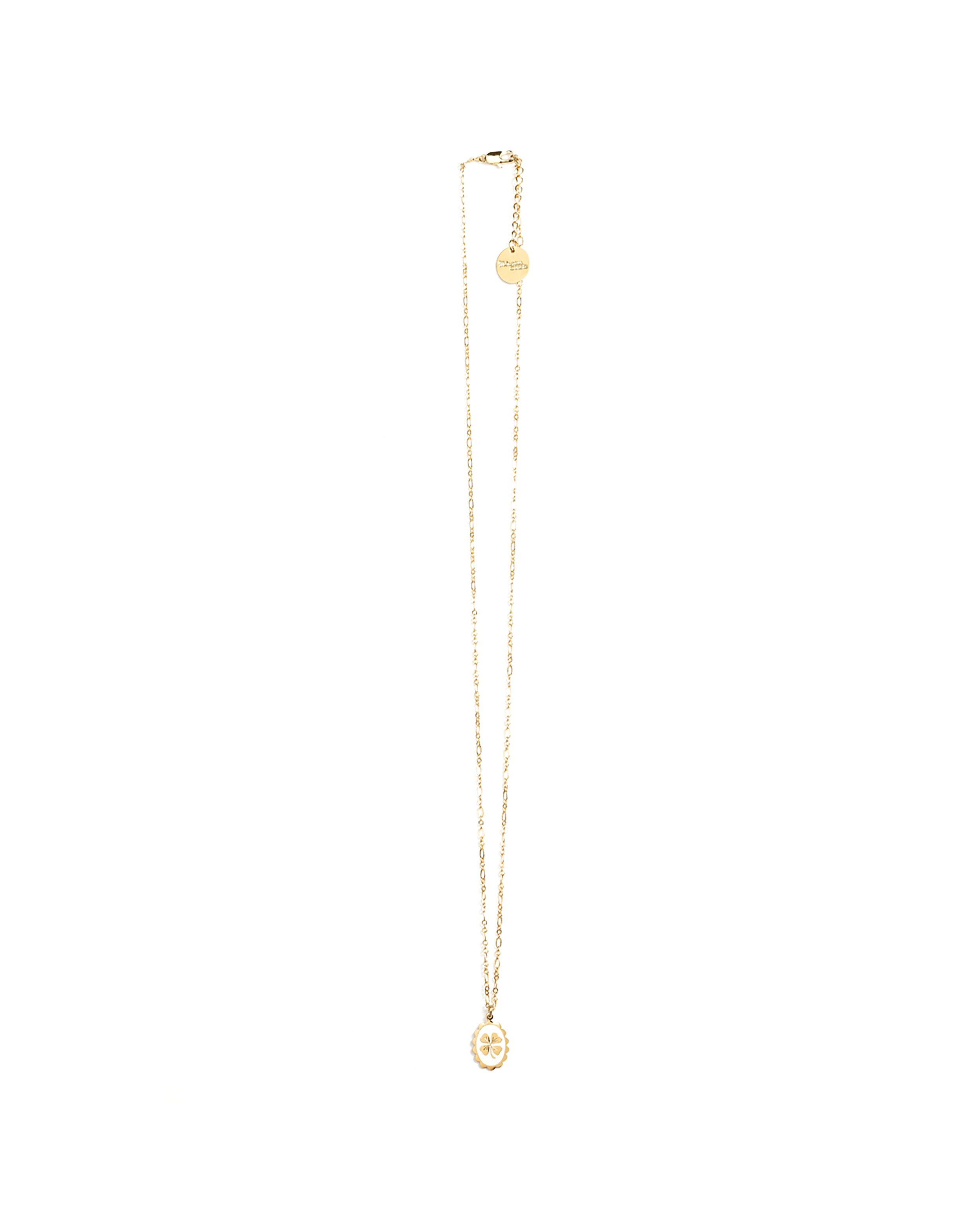Gold-plated clover enamel necklace MONSIEUR SIMONE White