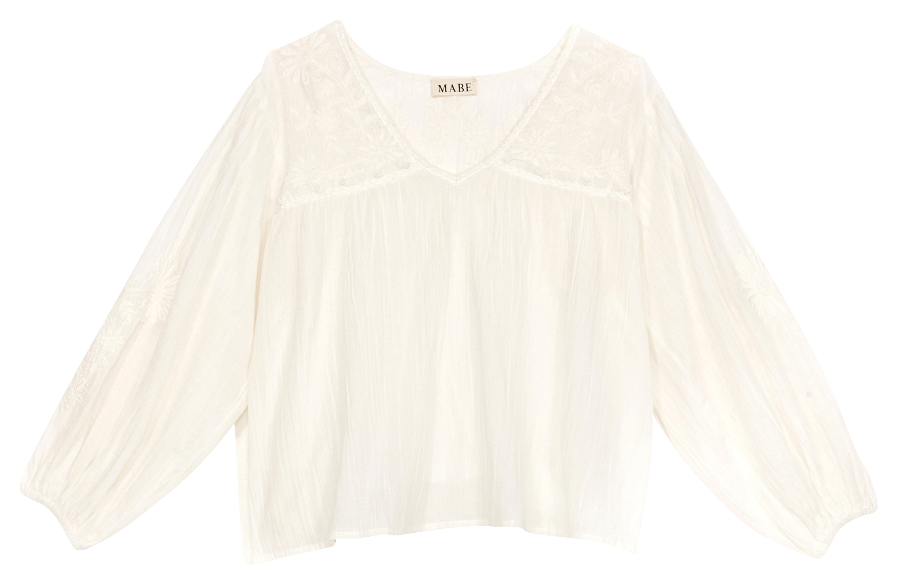 Blusa oversize de algodón con cuello en V M.A.B.E Blanco
