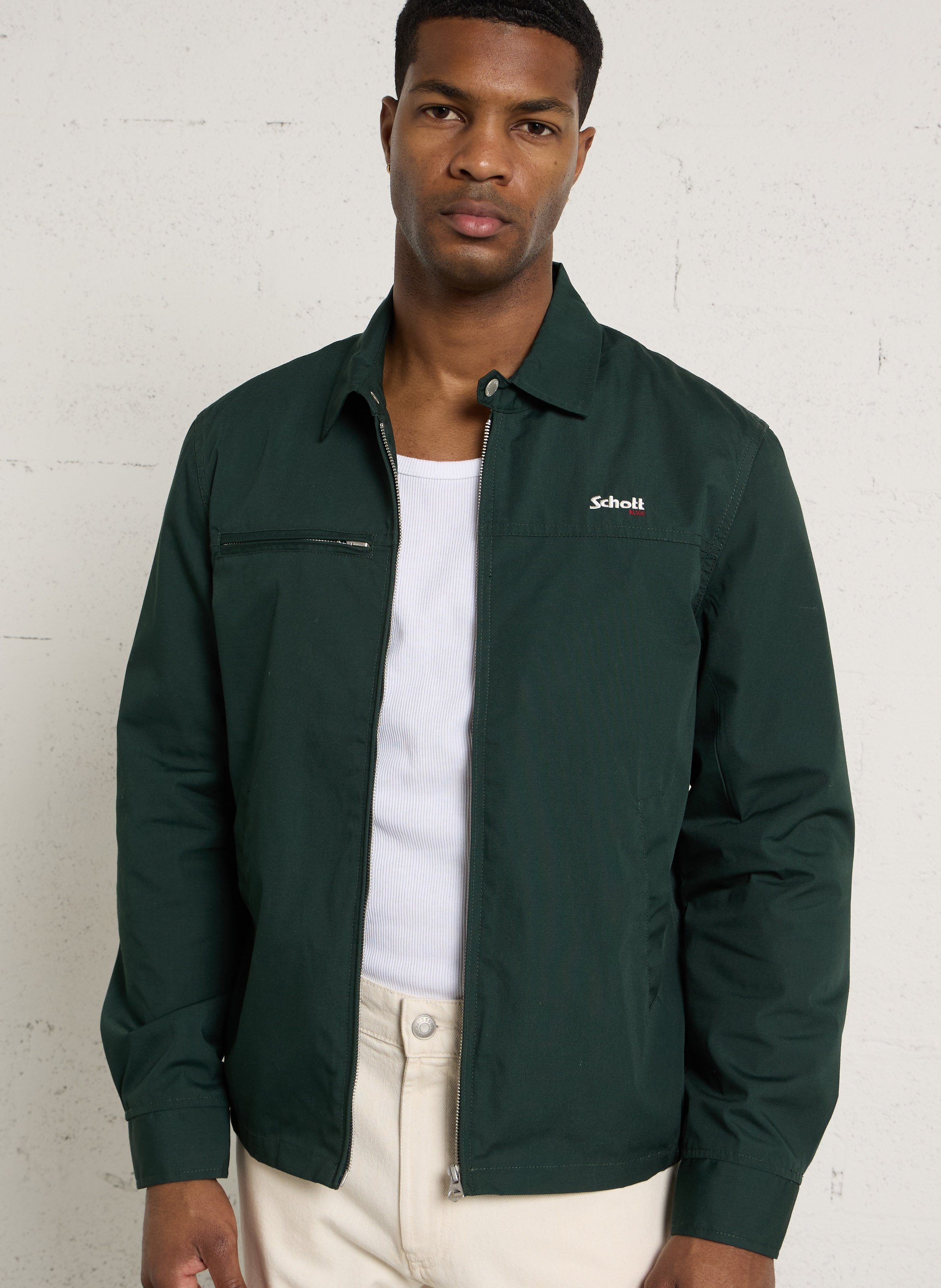 Veste droite zippée à poches SCHOTT