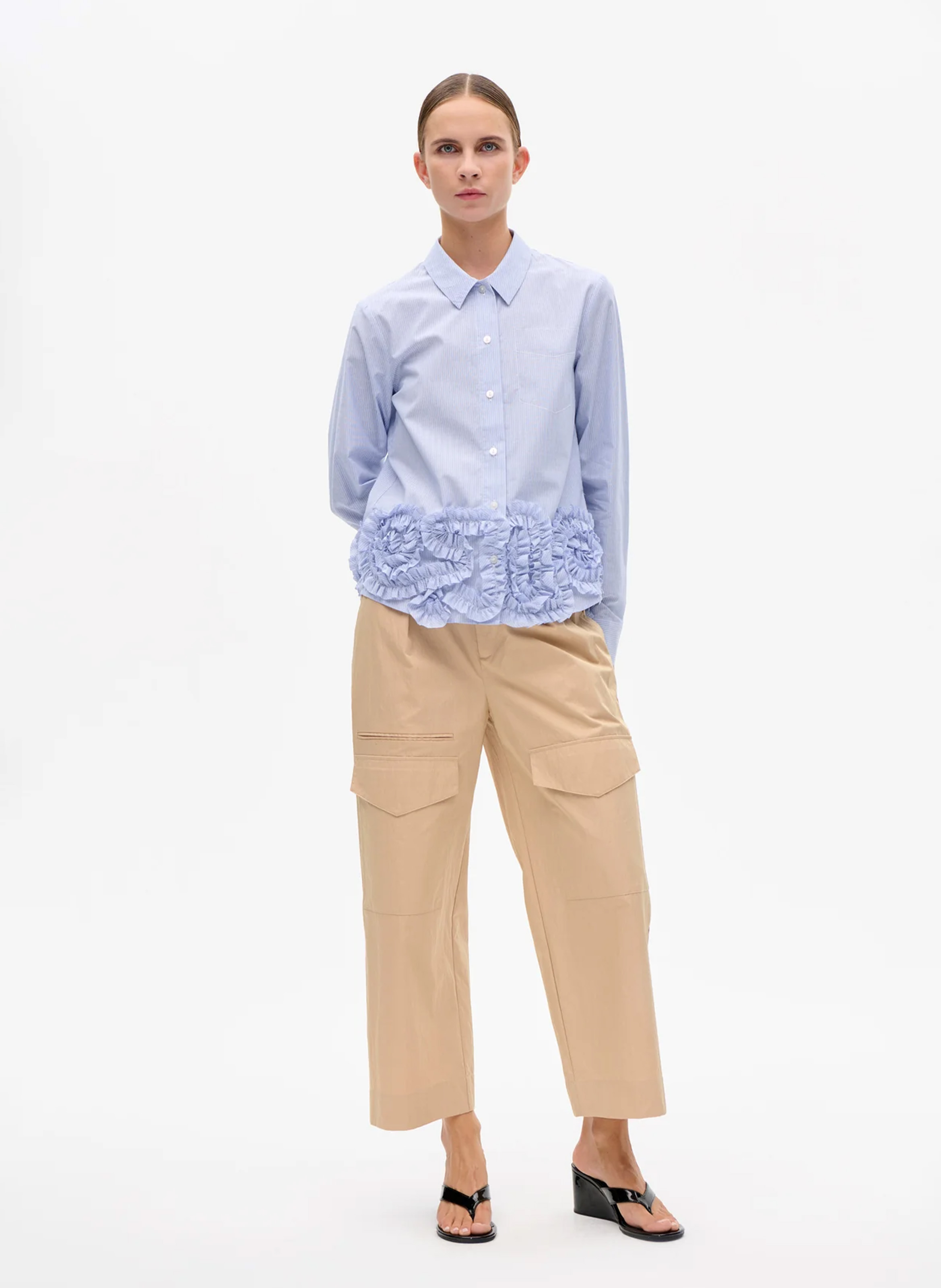 Weites Hemd mit Bio-Baumwollstreifen BAUM UND PFERDGARTEN Blau