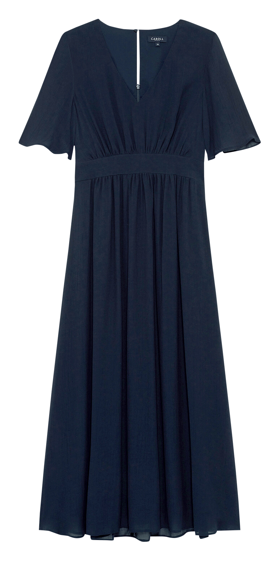 Robe longue col V CAROLL Bleu
