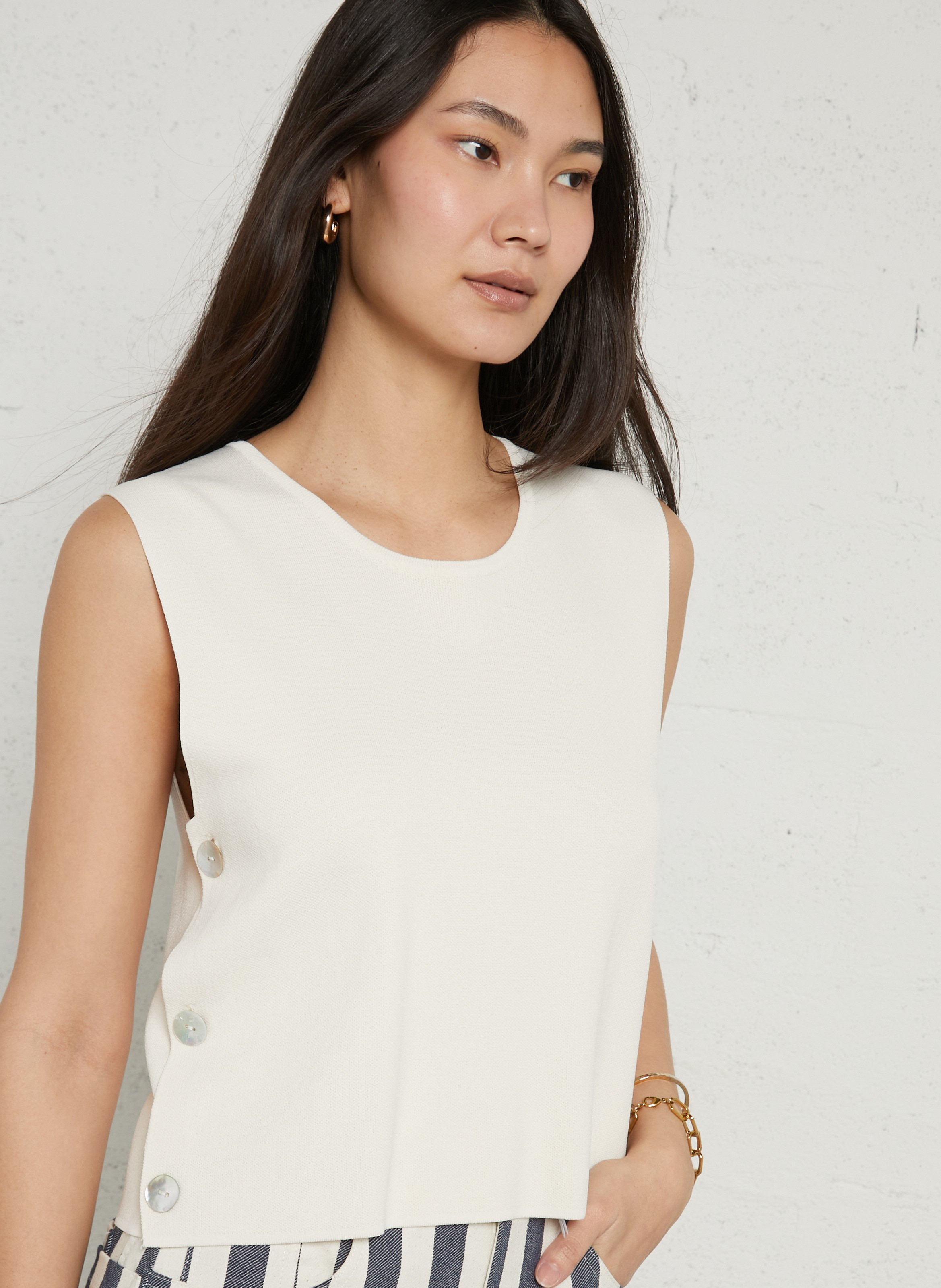 Pull sans manches maille fine IMPERIAL Beige