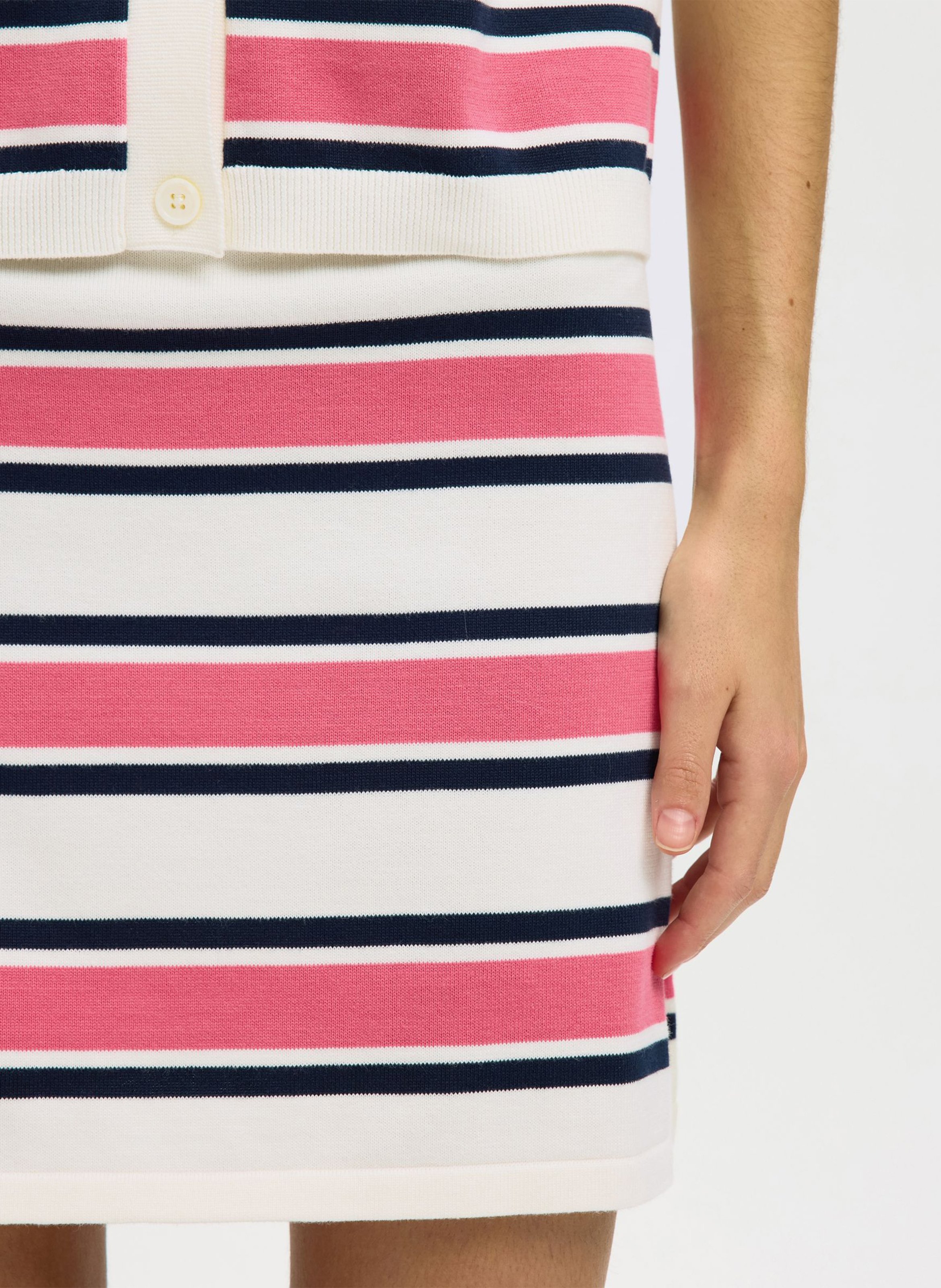 Gerende rok met strepen SELECTED Beige