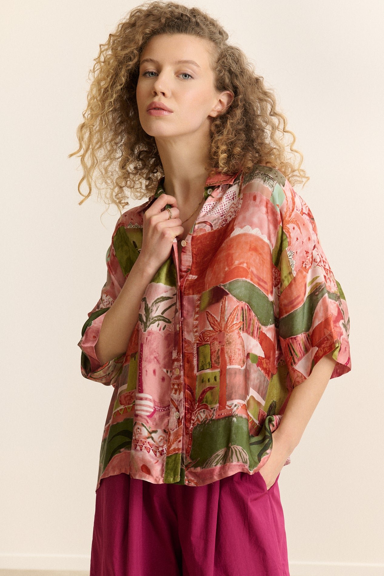 Short-sleeved printed shirt GARANCE PARIS Pink