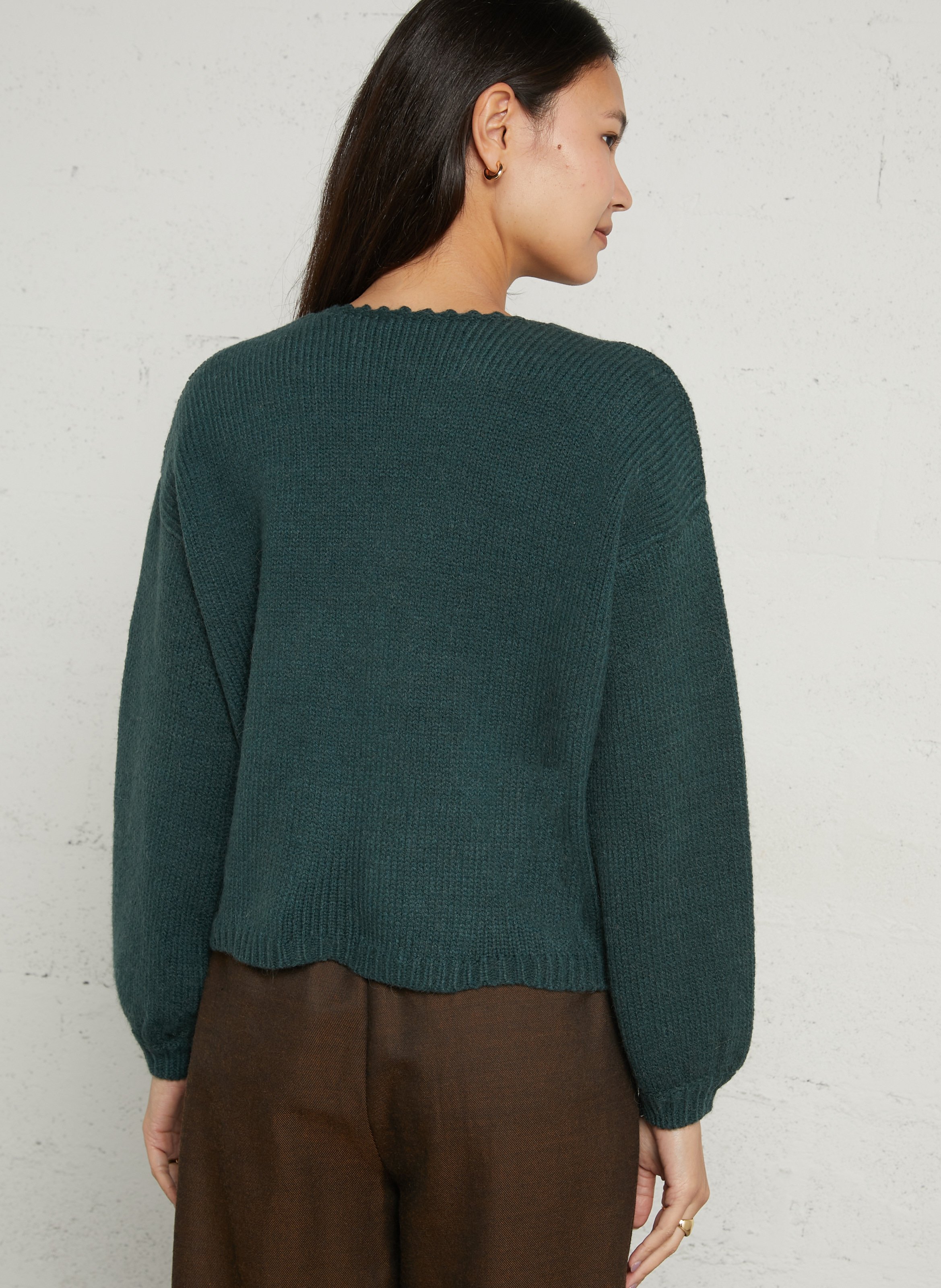 Cadigan droit col V en maille LOUISE MISHA Vert