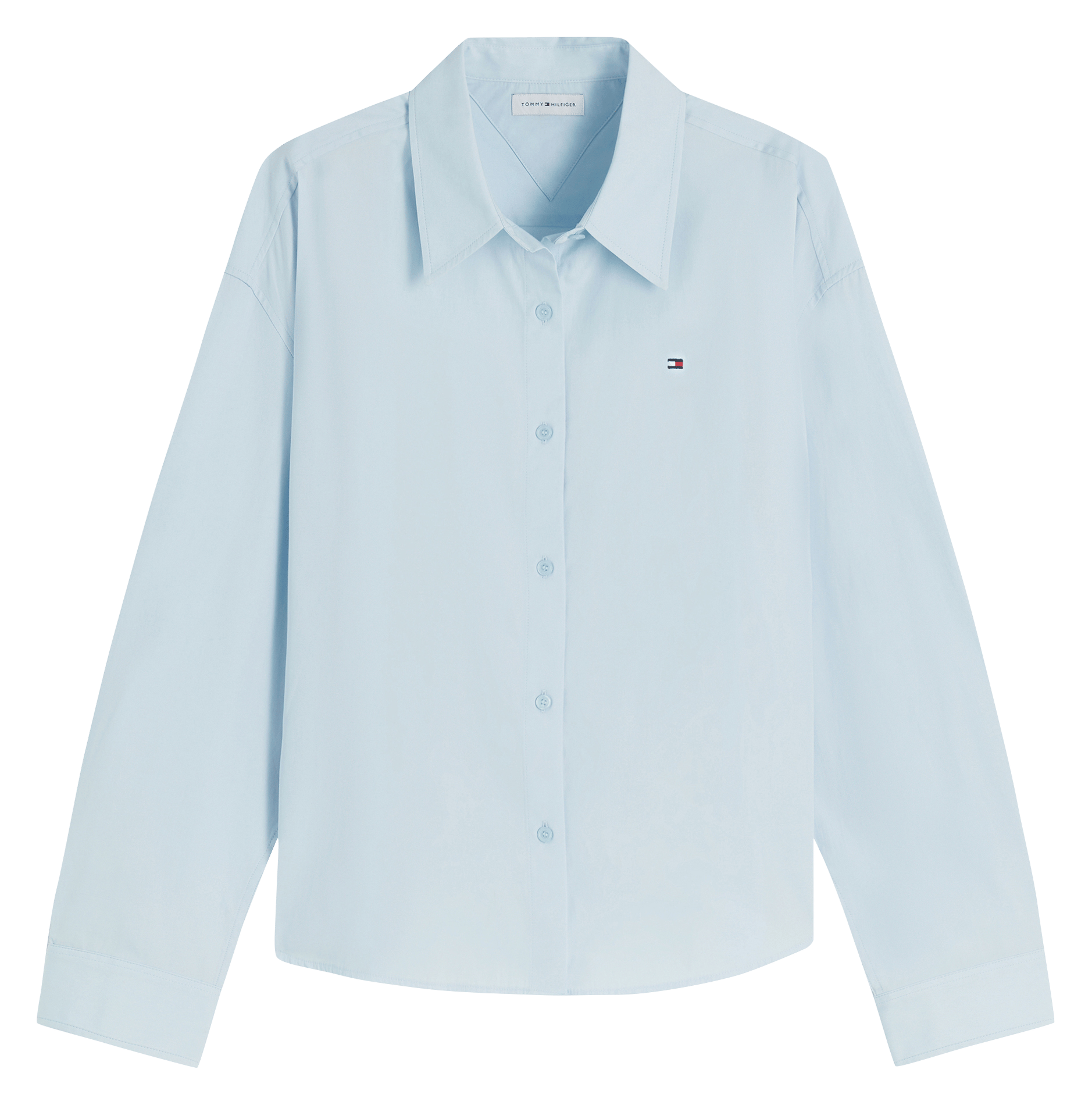 Einfarbiges gerade geschnittenes Hemd mit Knopfleiste TOMMY HILFIGER Blau