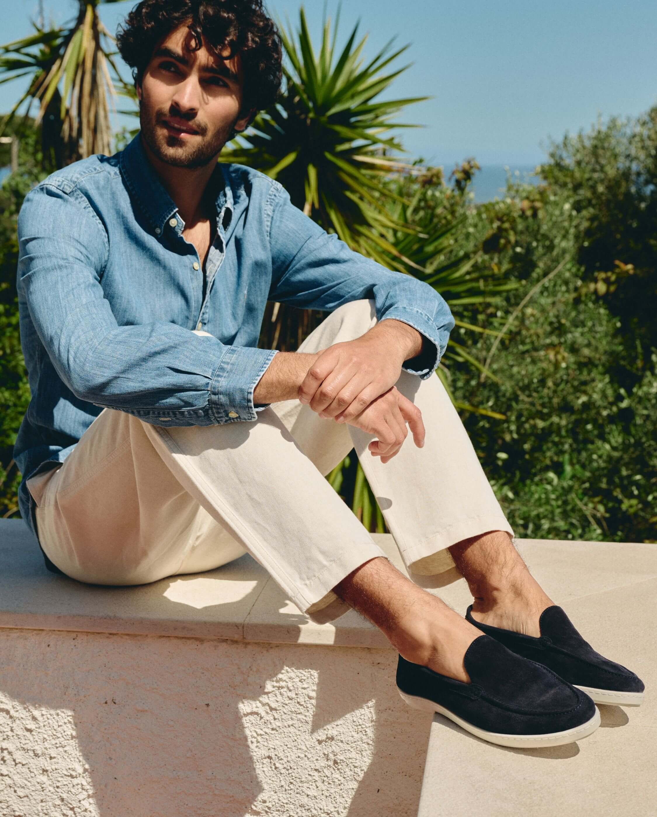 Men's moccasin, navy suede ANGARDE Blue