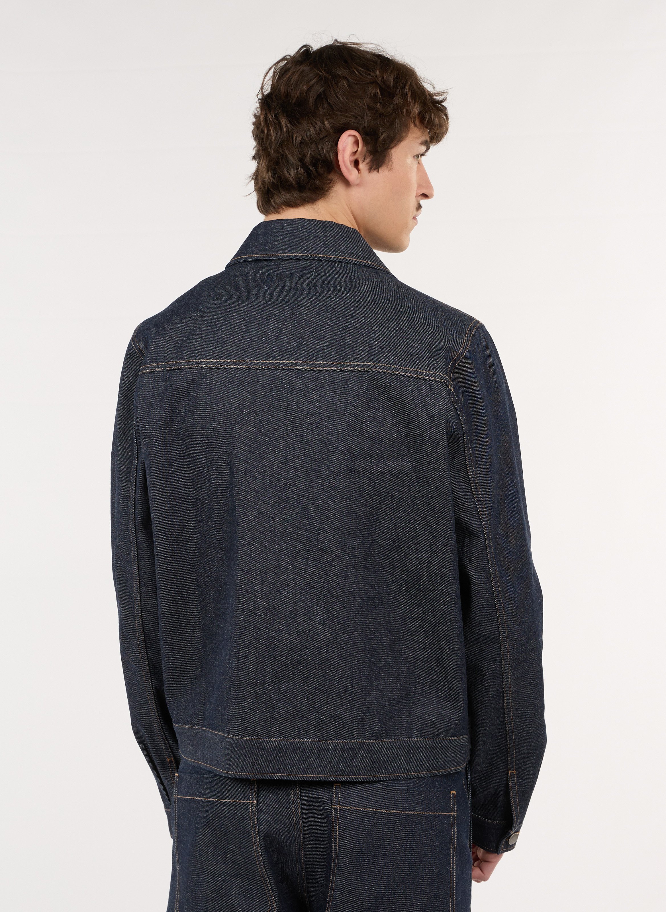 Rechte blouson met klassieke kraag van katoen. SAISON 1865 Blauw