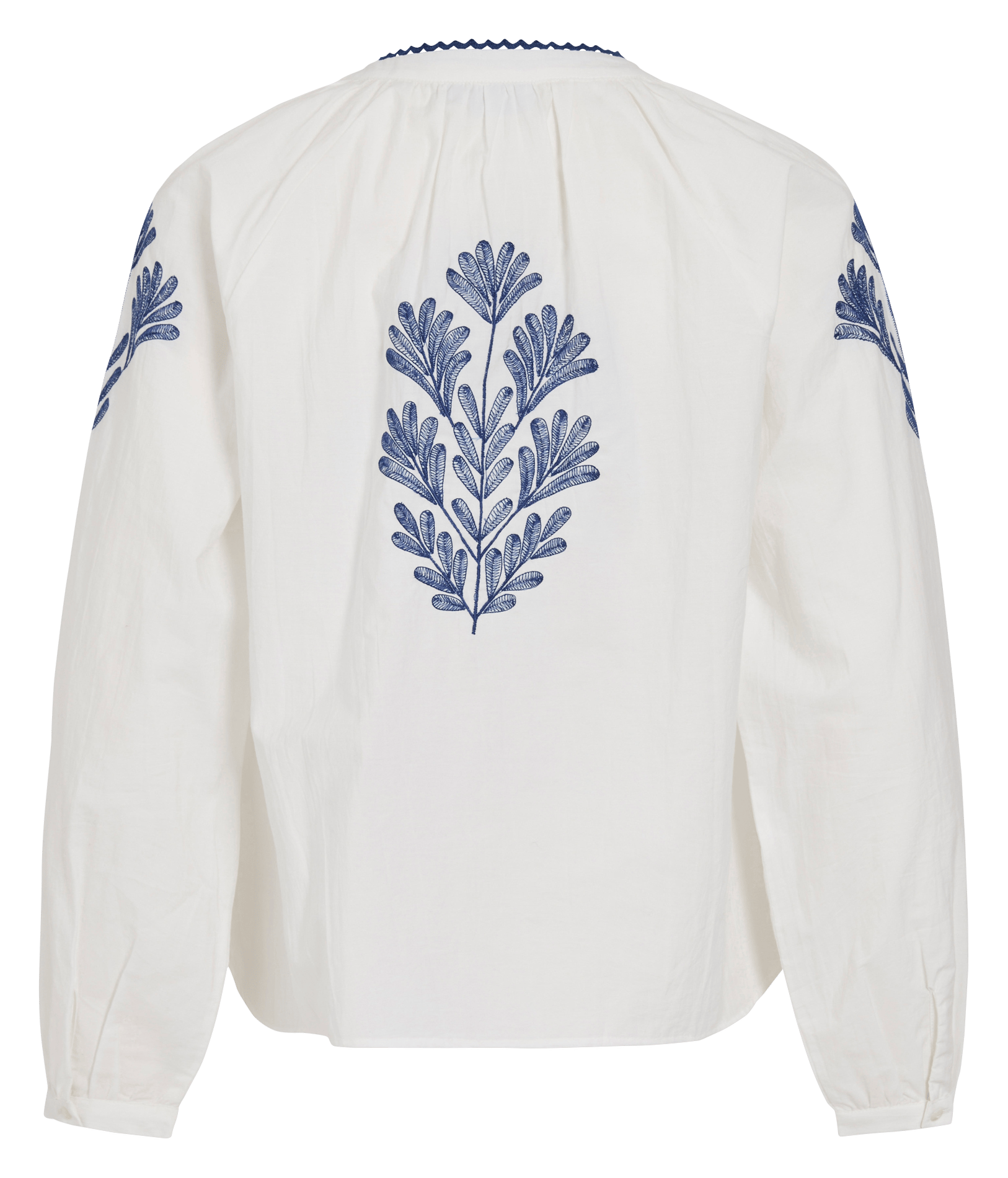 Gerade geschnittene Bluse mit Rundhalsausschnitt und bedrucktem Baumwollstoff. VILA Weiss